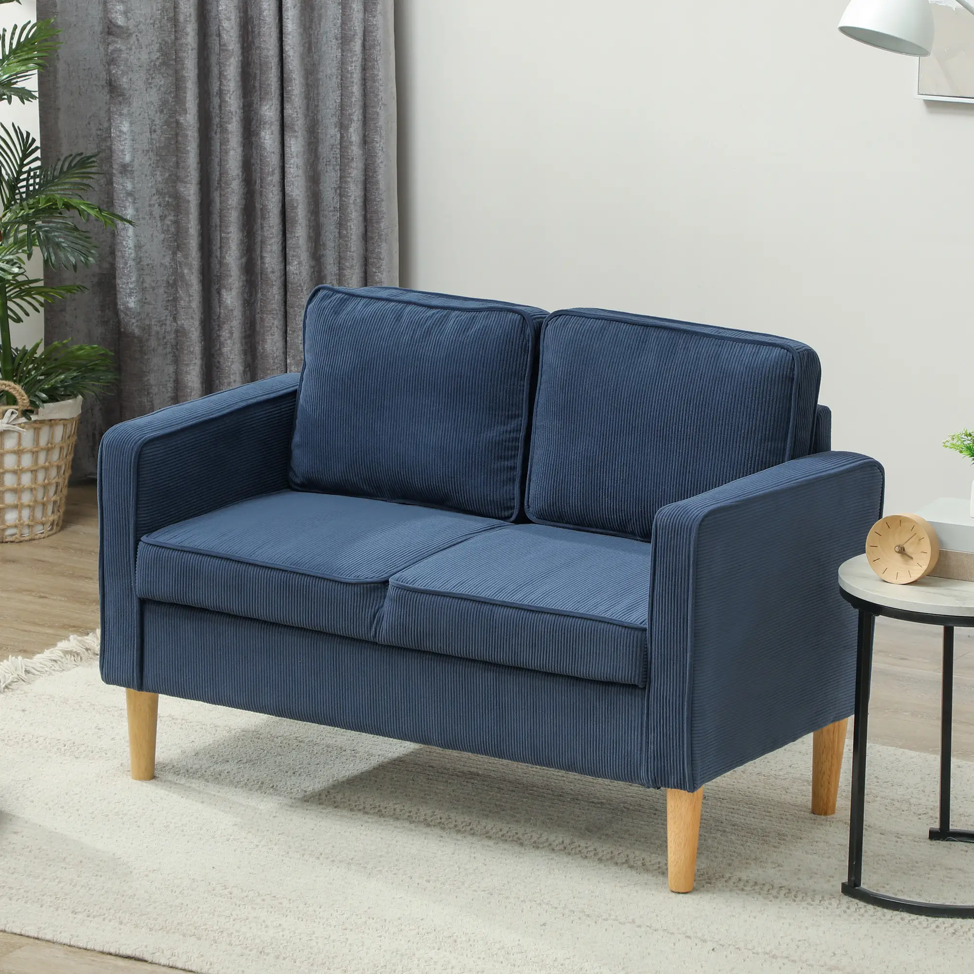 Corduroy Sofa 117 x 63 x 79cm - Blue - 10