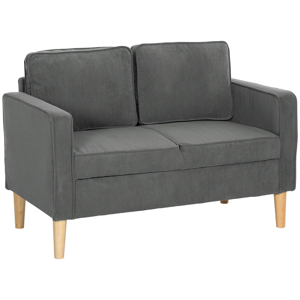 Corduroy Sofa 117 x 63 x 79cm - Grey - 1