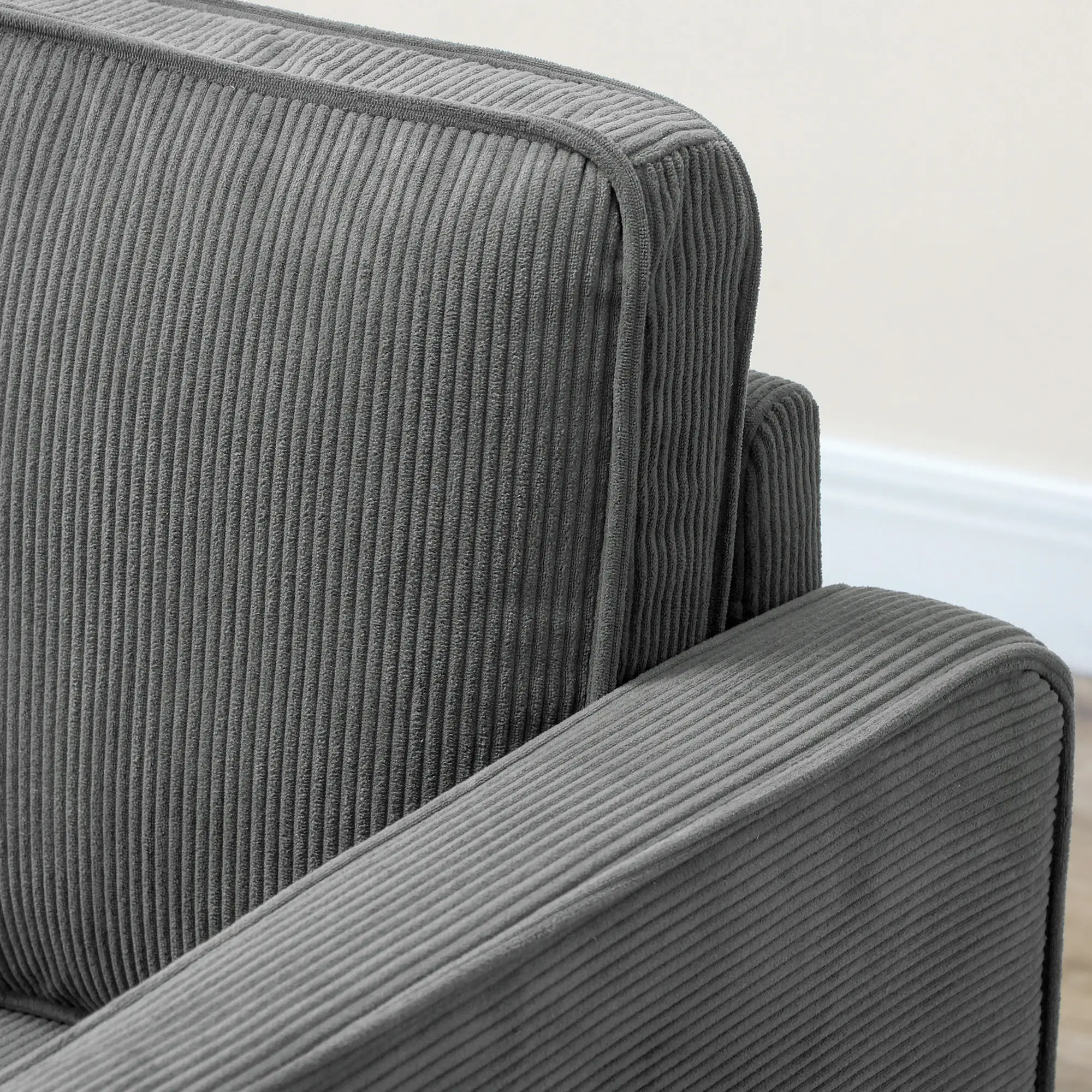 Corduroy Sofa 117 x 63 x 79cm - Grey - 8