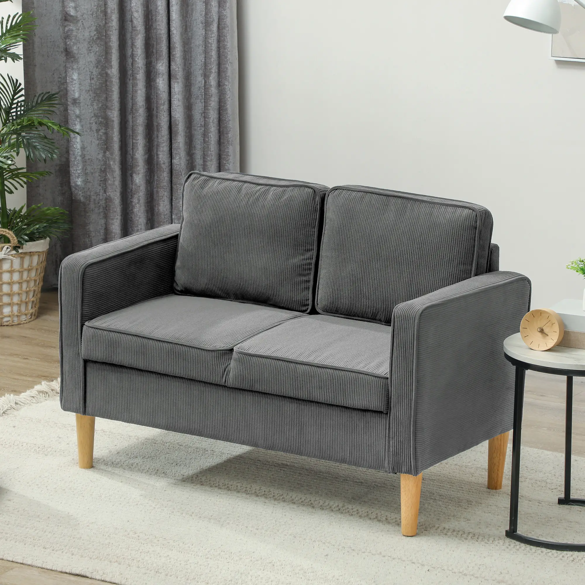 Corduroy Sofa 117 x 63 x 79cm - Grey - 10