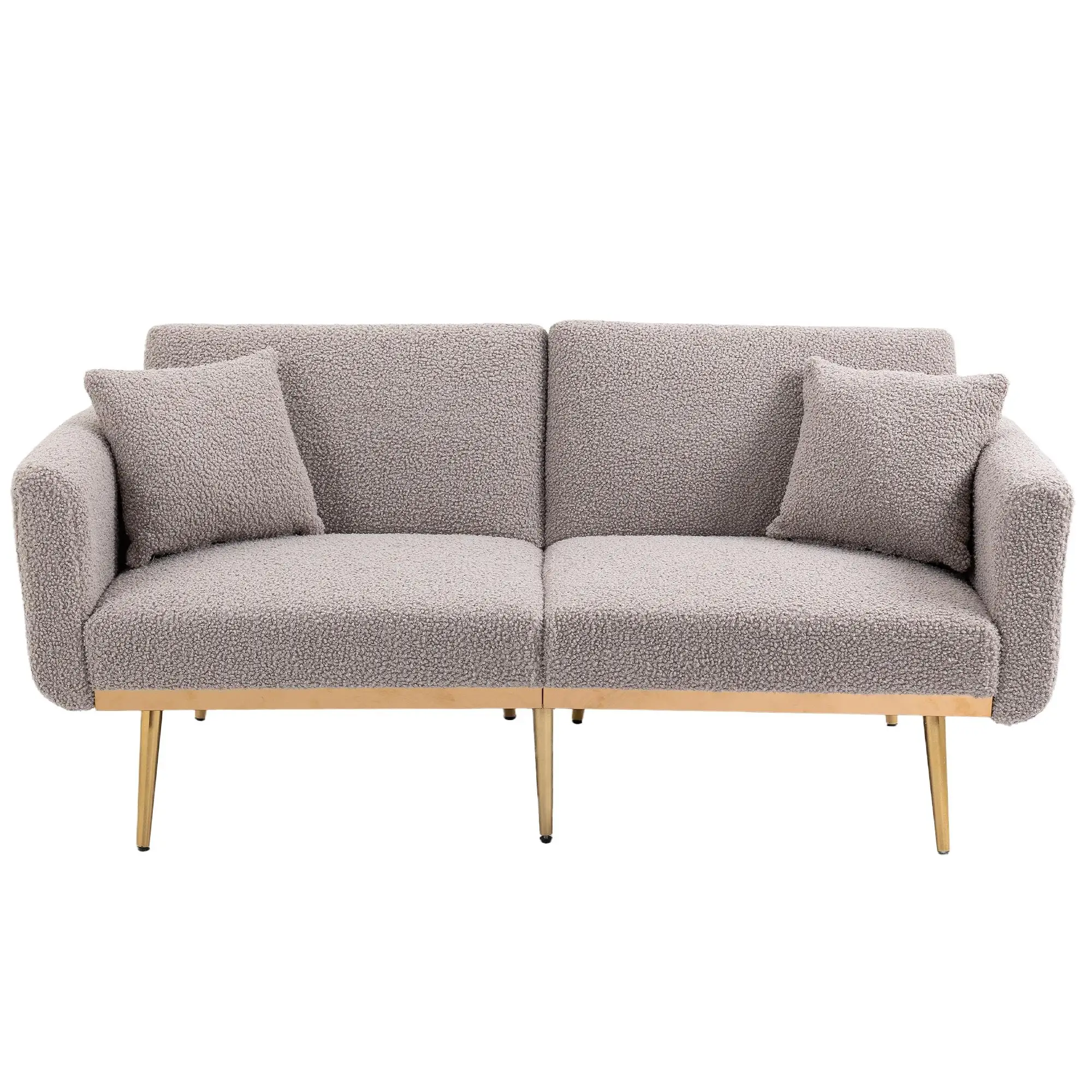 2 Seater Velvet Sofa 165 x 72.5 x 75cm, Grey Teddy - Grey Teddy - 2