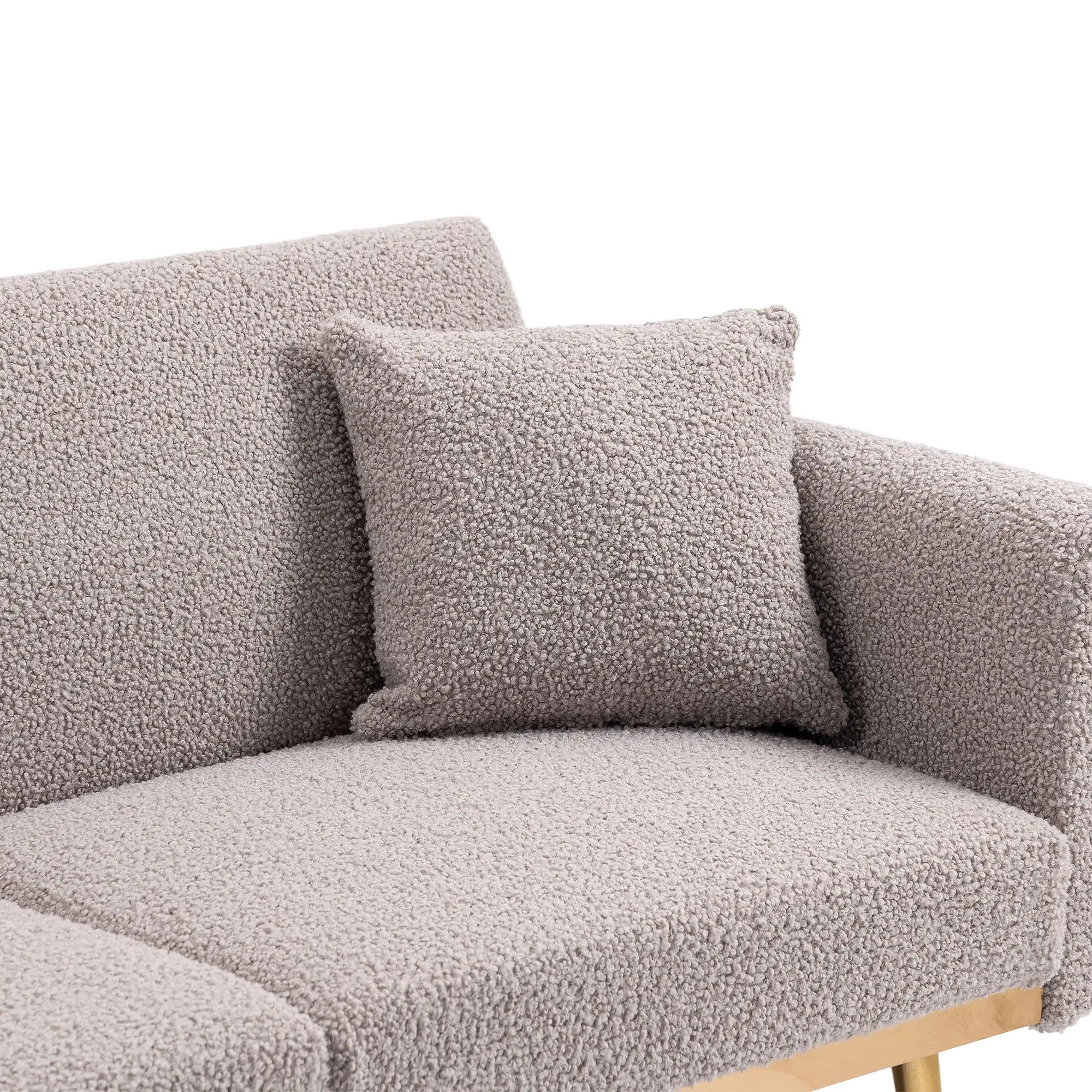 2 Seater Velvet Sofa 165 x 72.5 x 75cm, Grey Teddy - Grey Teddy - 9
