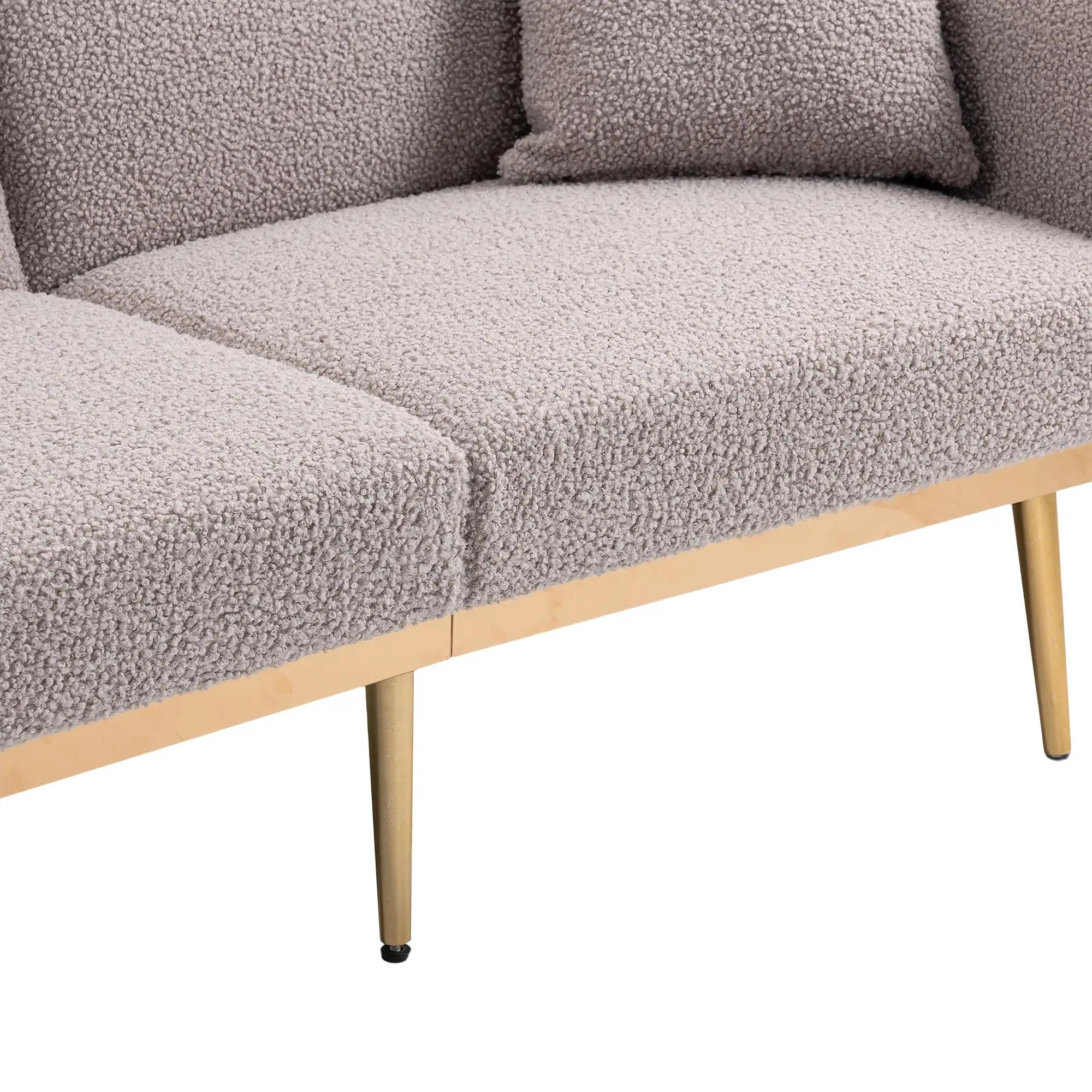 2 Seater Velvet Sofa 165 x 72.5 x 75cm, Grey Teddy - Grey Teddy - 10