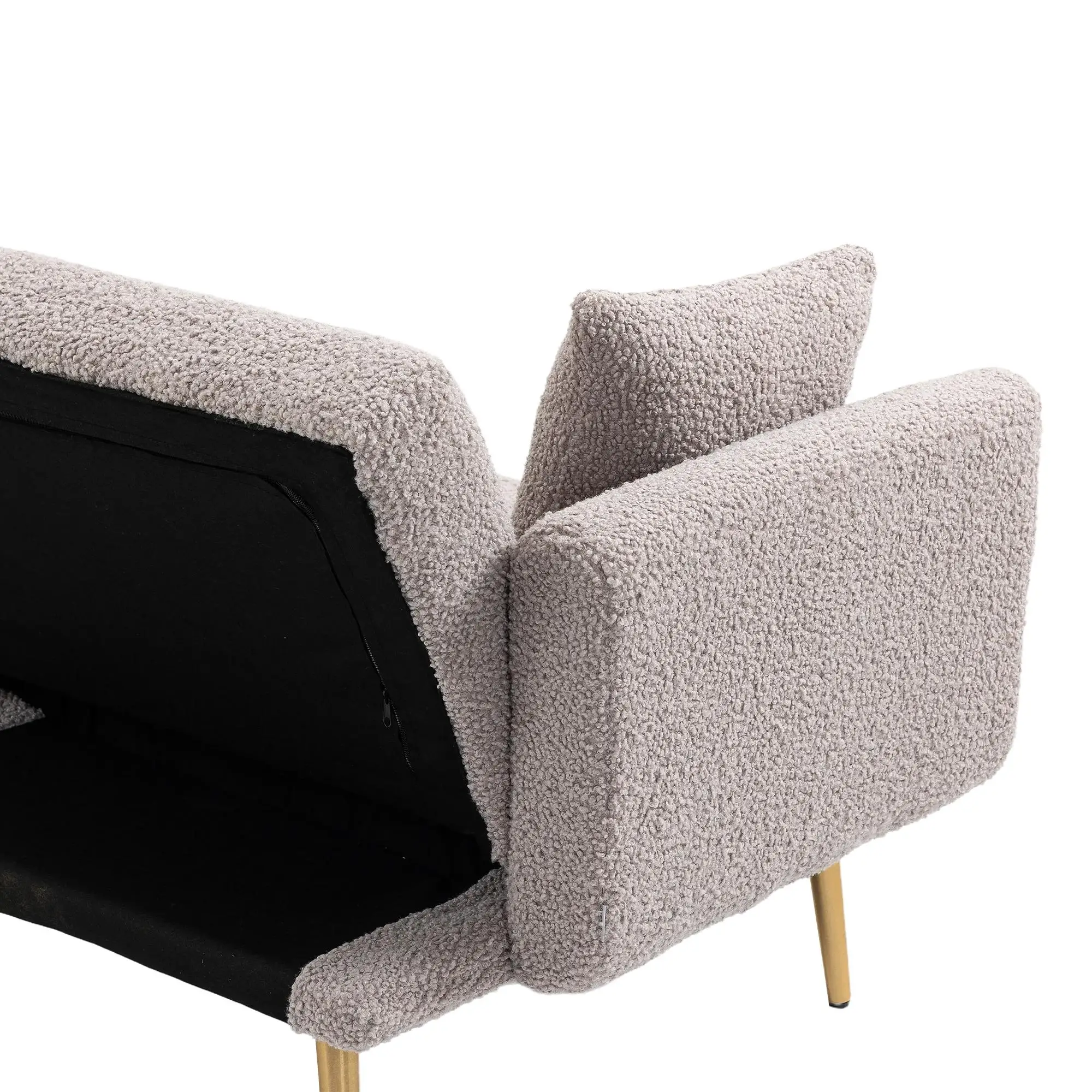 2 Seater Velvet Sofa 165 x 72.5 x 75cm, Grey Teddy - Grey Teddy - 11