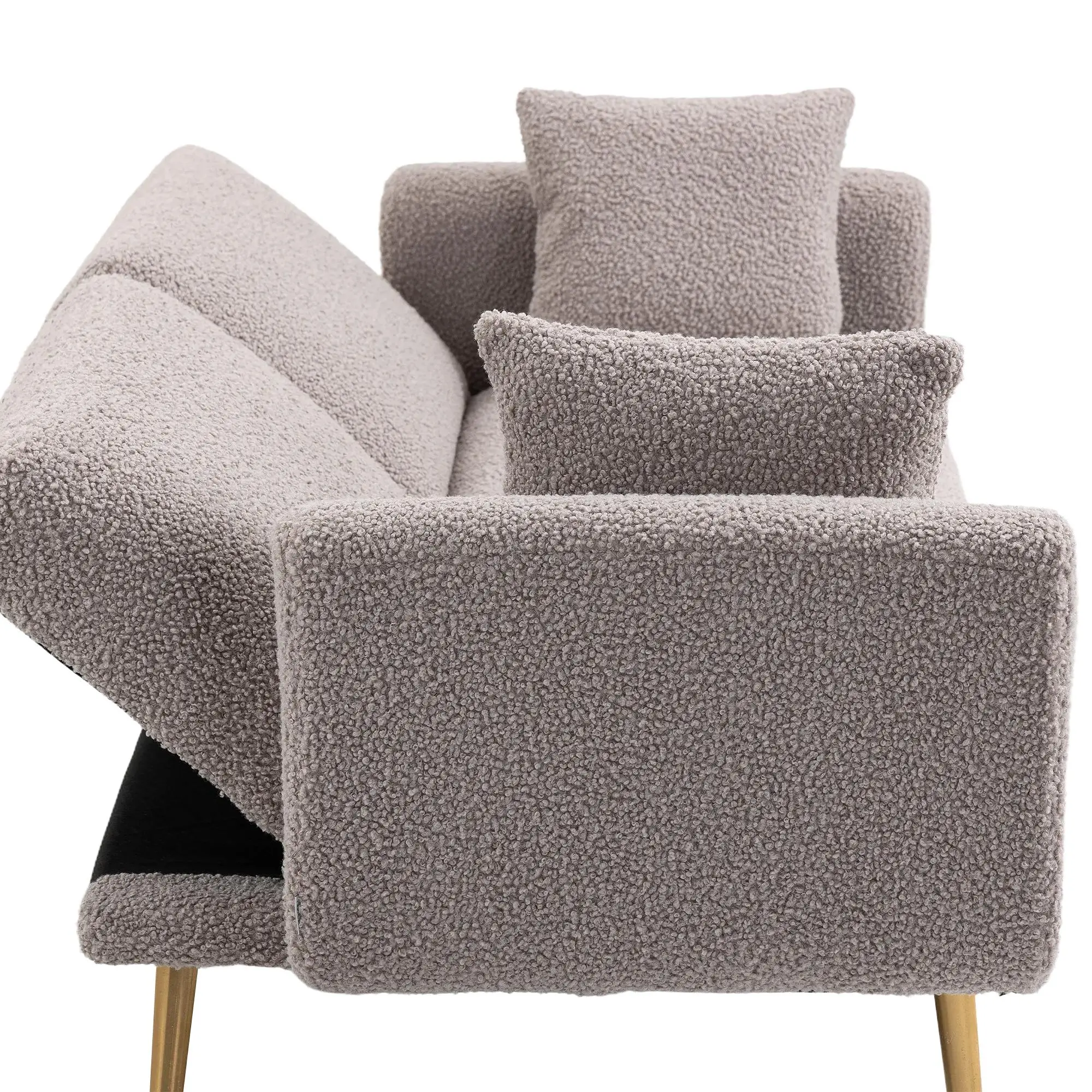 2 Seater Velvet Sofa 165 x 72.5 x 75cm, Grey Teddy - Grey Teddy - 12