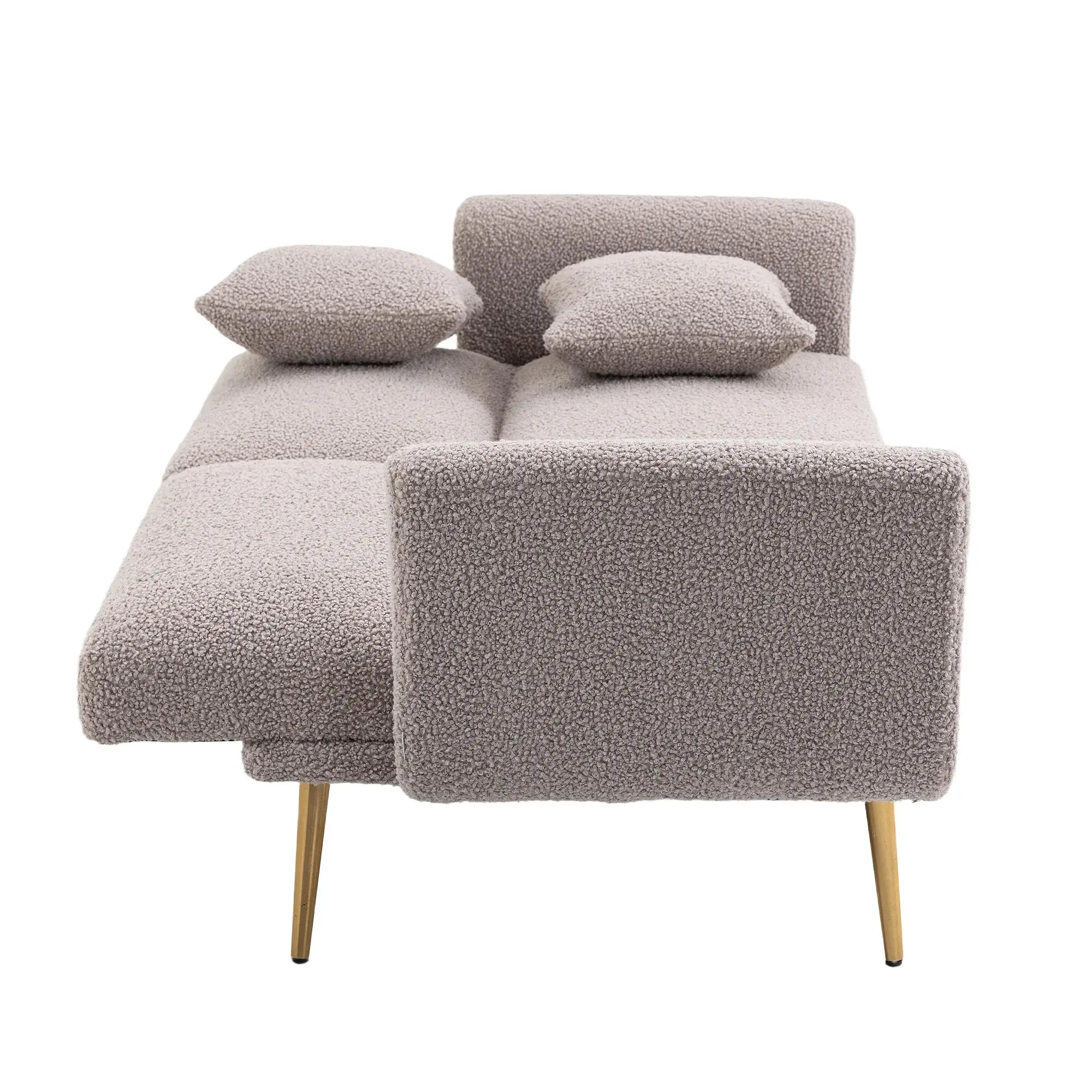 2 Seater Velvet Sofa 165 x 72.5 x 75cm, Grey Teddy - Grey Teddy - 13