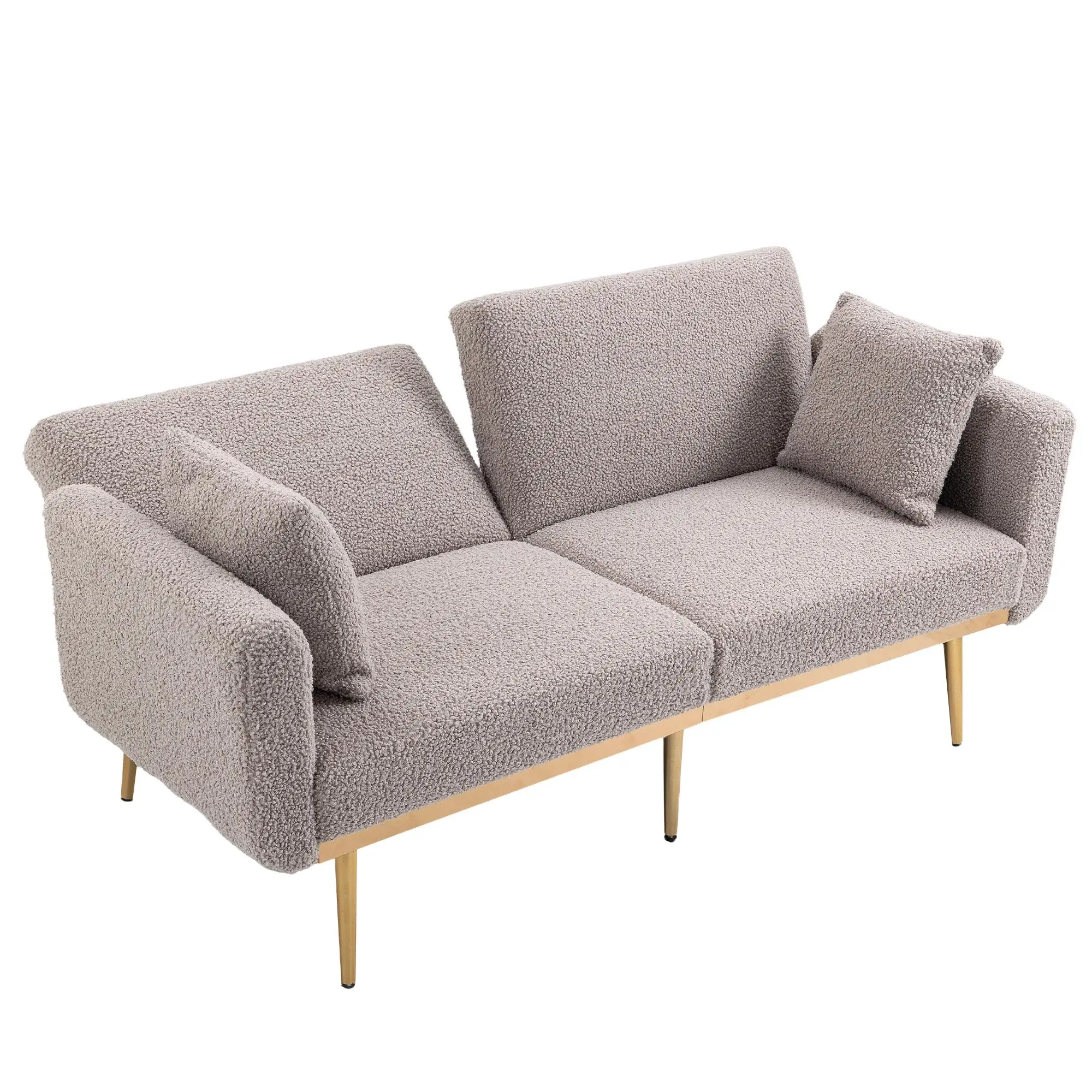 2 Seater Velvet Sofa 165 x 72.5 x 75cm, Grey Teddy - Grey Teddy - 14