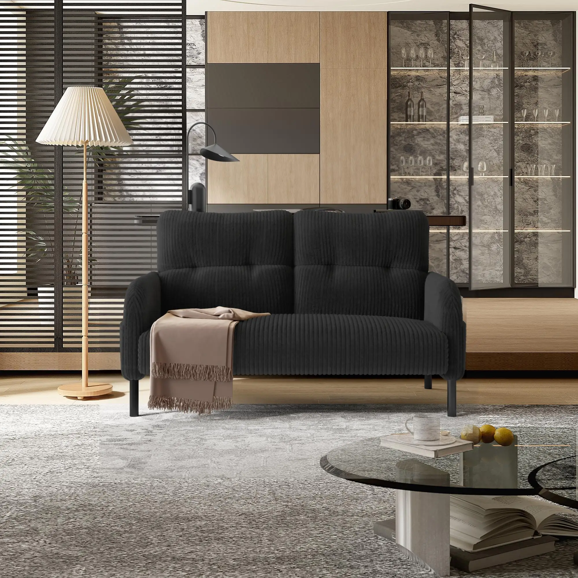Corduroy Sofa 120 x 65 x 79cm, Grey - Grey - 9