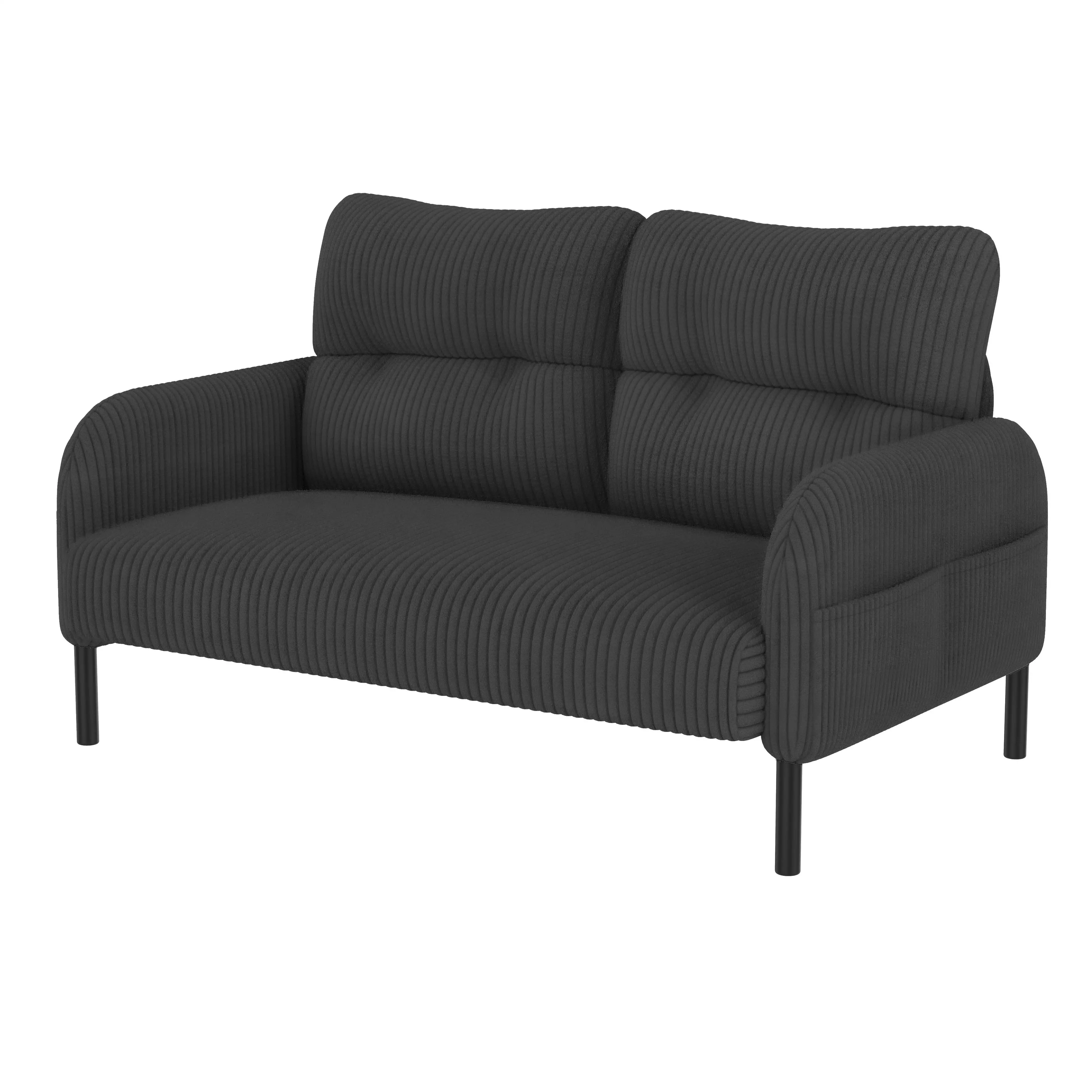 Corduroy Sofa 120 x 65 x 79cm, Grey - Grey - 11