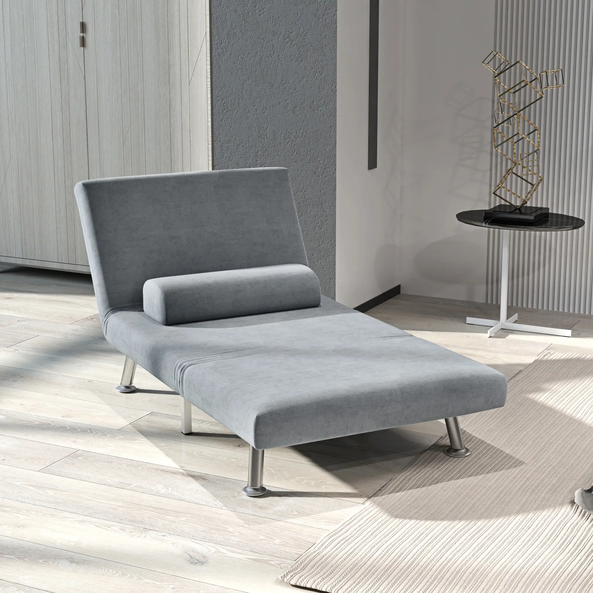 Velvet Sofa Bed 75 x 70 x 75cm - Grey - 10