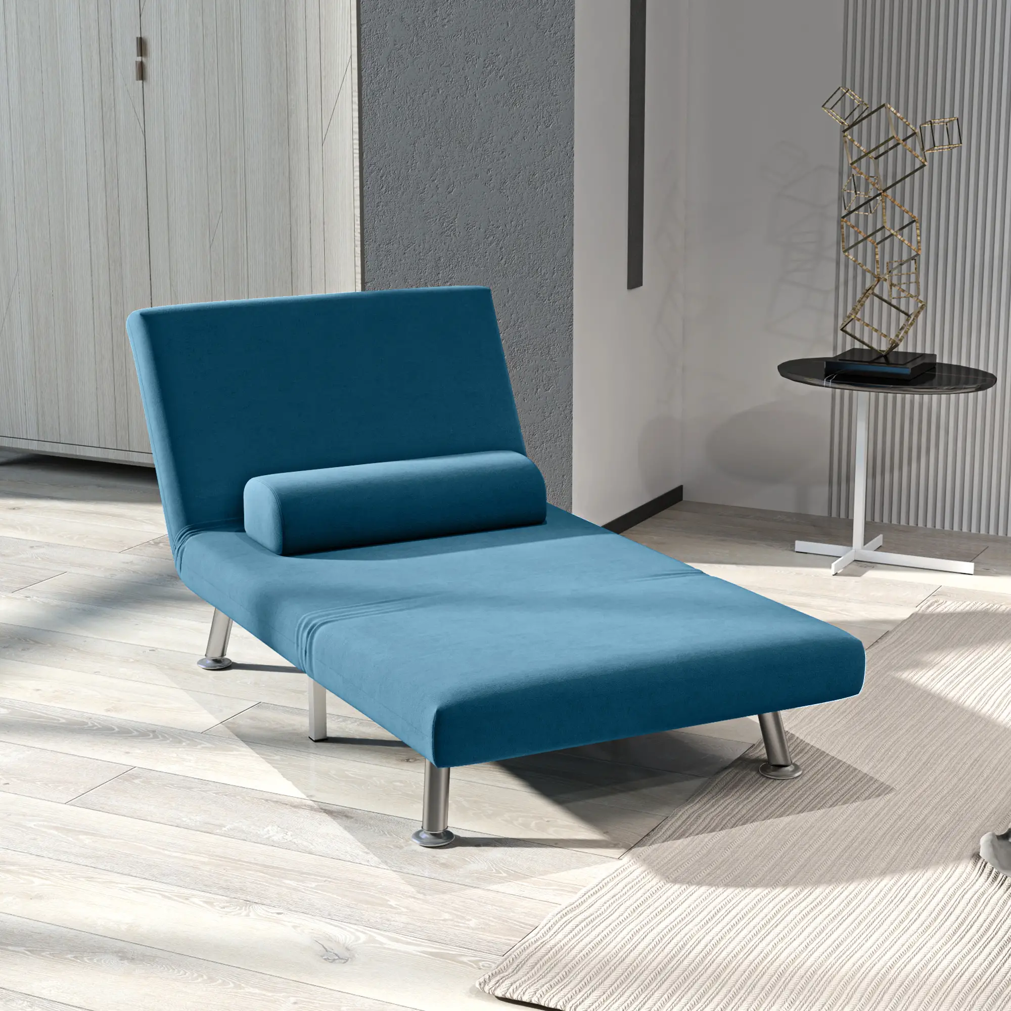 Velvet Sofa Bed 75 x 70 x 75cm - Blue - 10