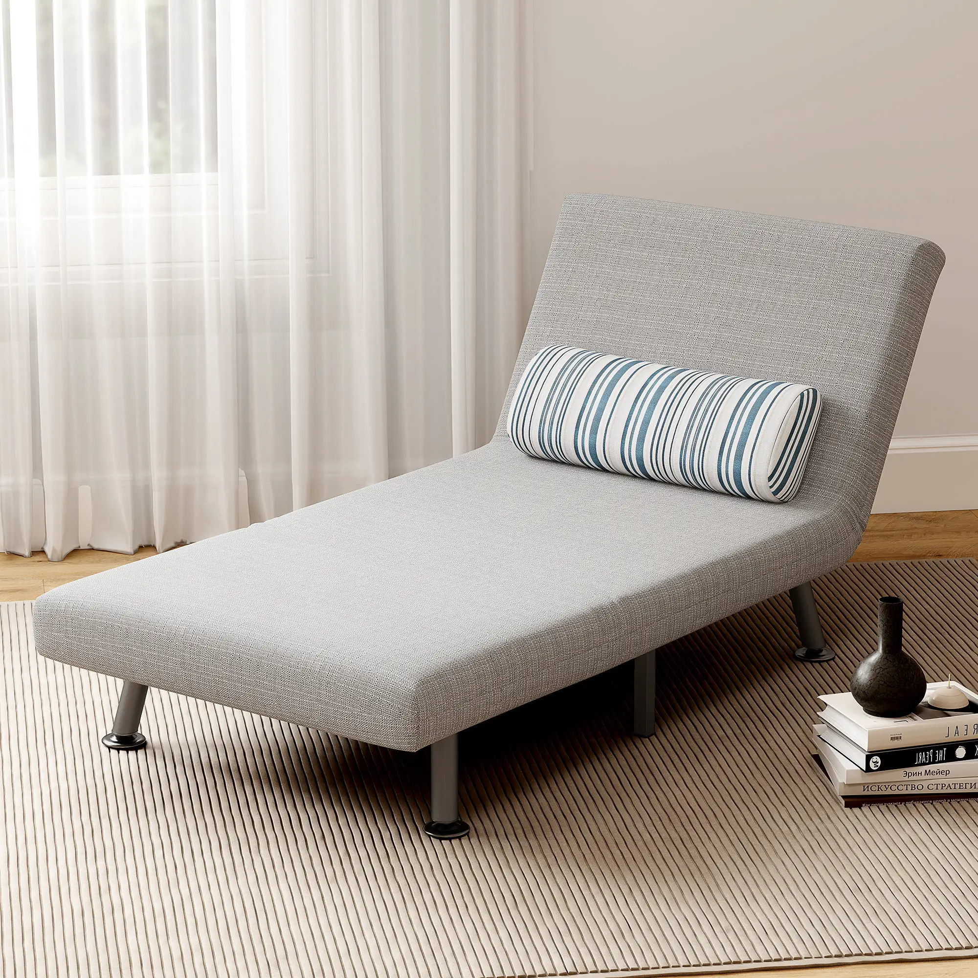 Linen Sofa Bed 75 x 70 x 75cm - Light Grey - 8