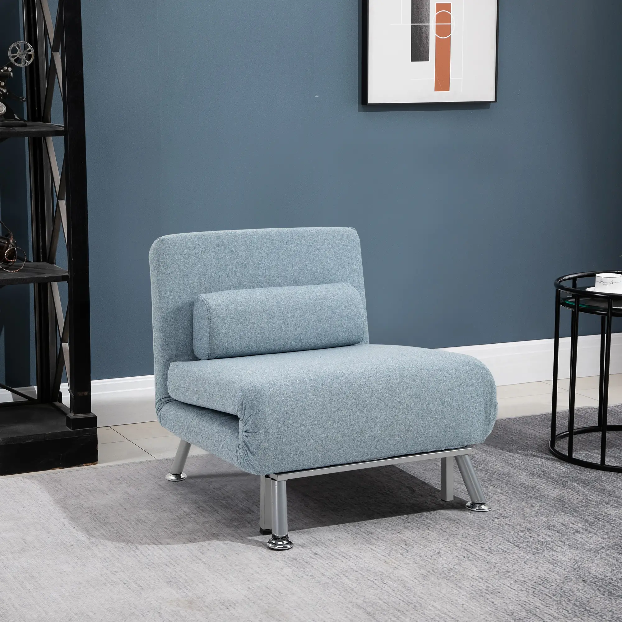 Linen Sofa Bed 75 x 70 x 75cm - Sky Blue - 2