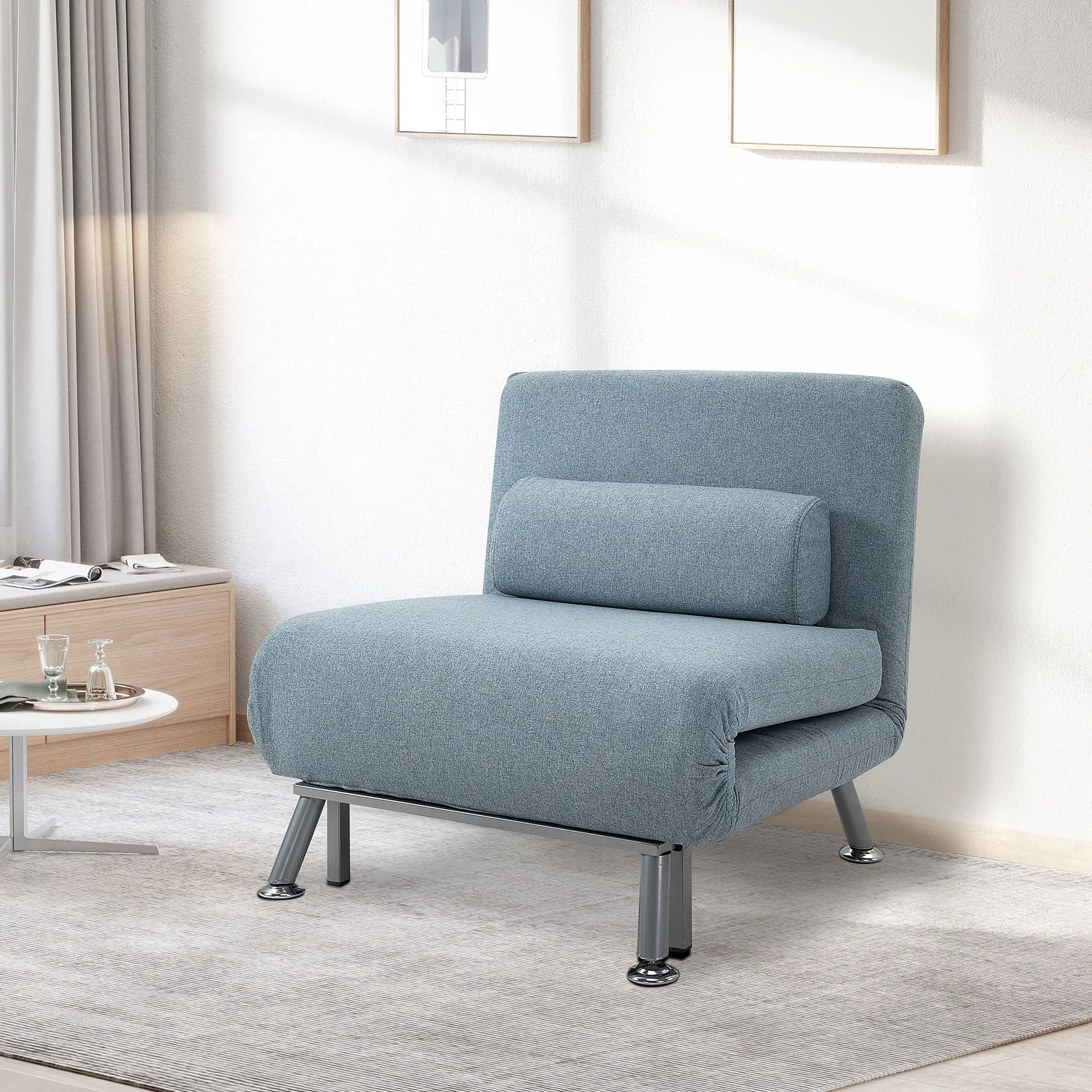 Linen Sofa Bed 75 x 70 x 75cm - Sky Blue - 12