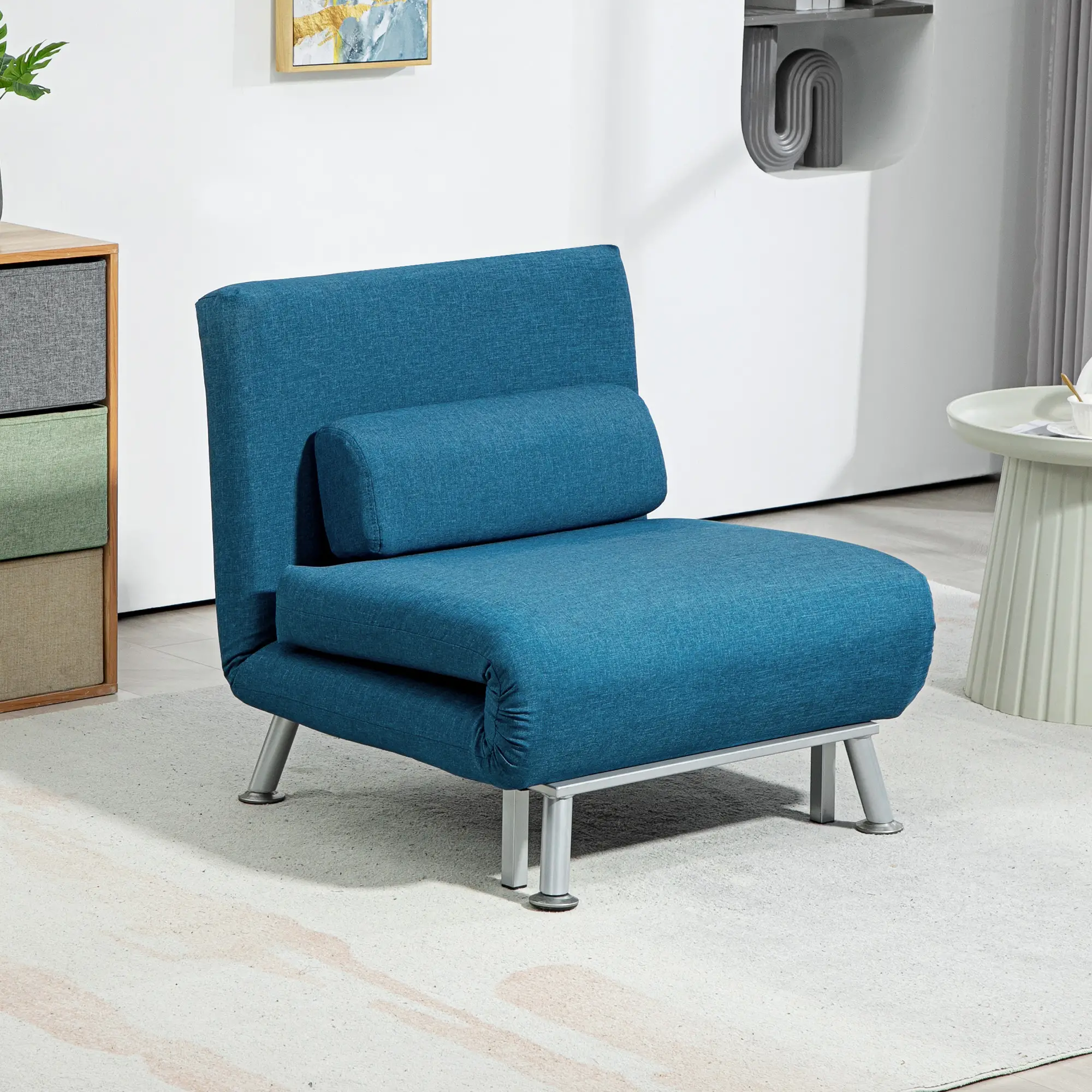 Linen Sofa Bed 75 x 70 x 75cm - Blue - 2