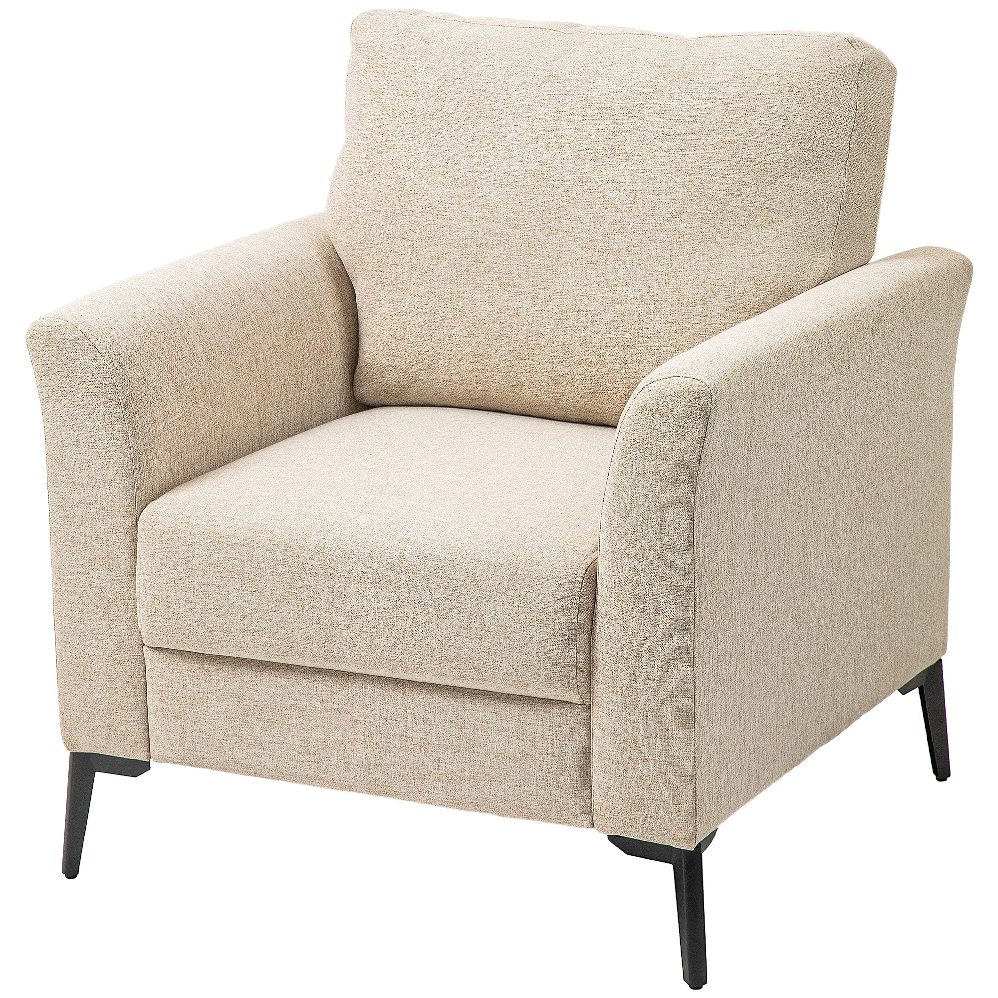 Linen Armchair 82 x 82 x 89cm, Beige - Beige - 11