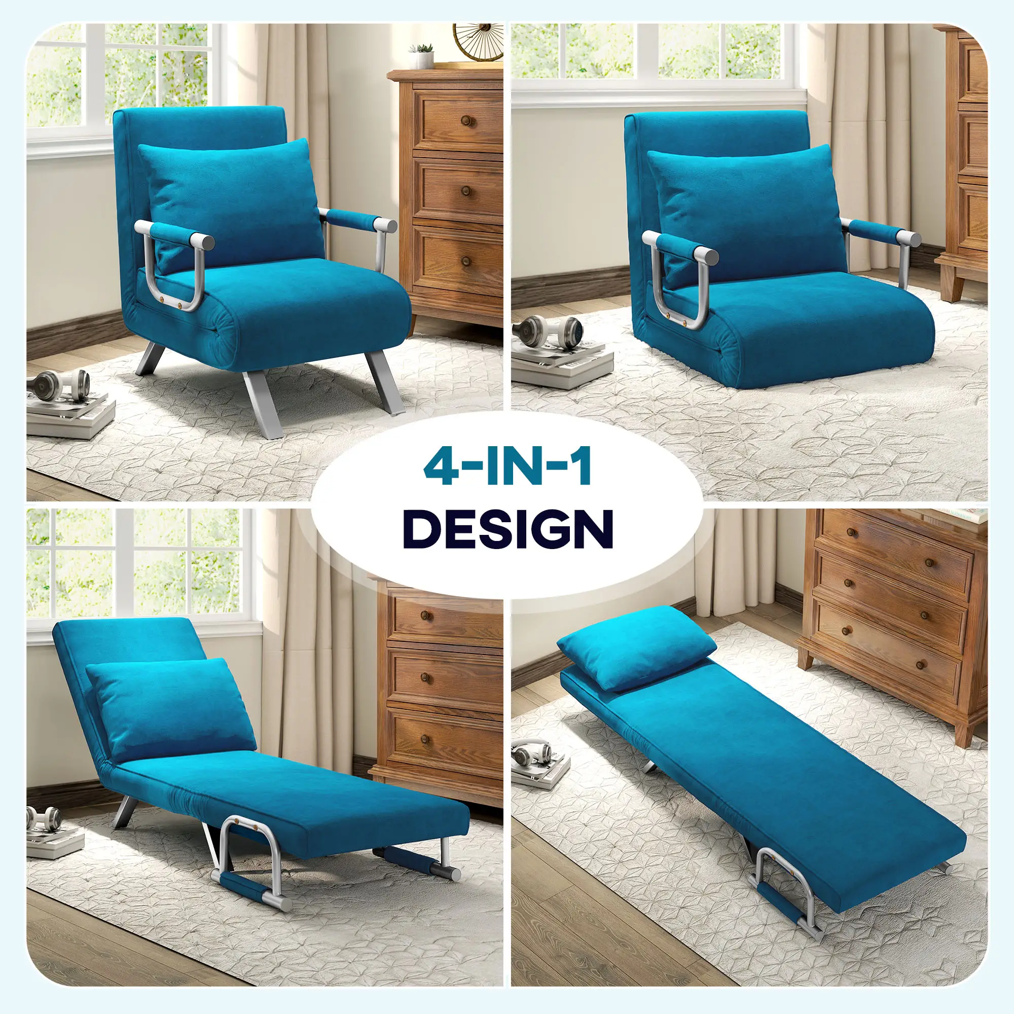 Sofa Bed 80 x 65 x 69cm - Blue - 5