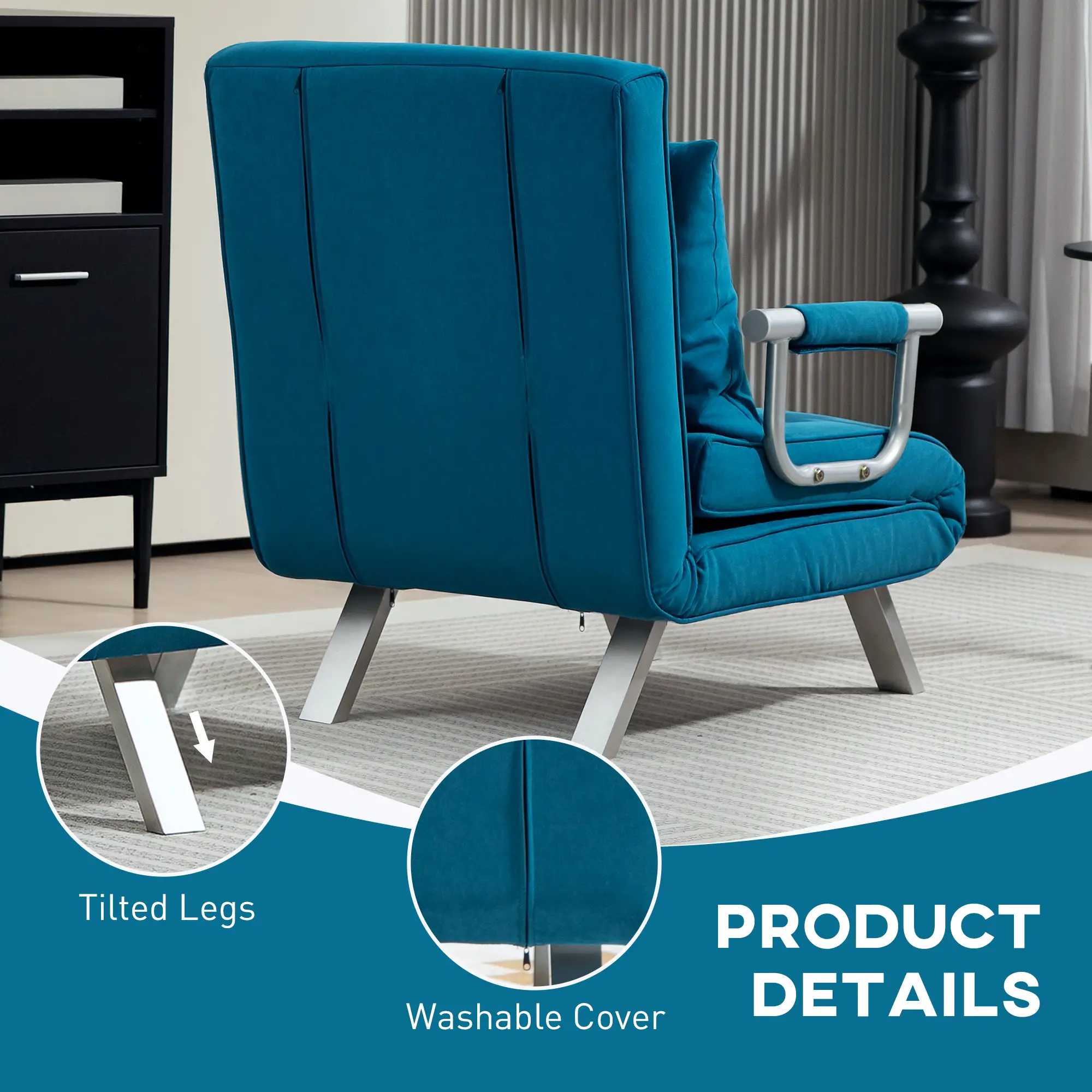 Sofa Bed 80 x 65 x 69cm - Blue - 7