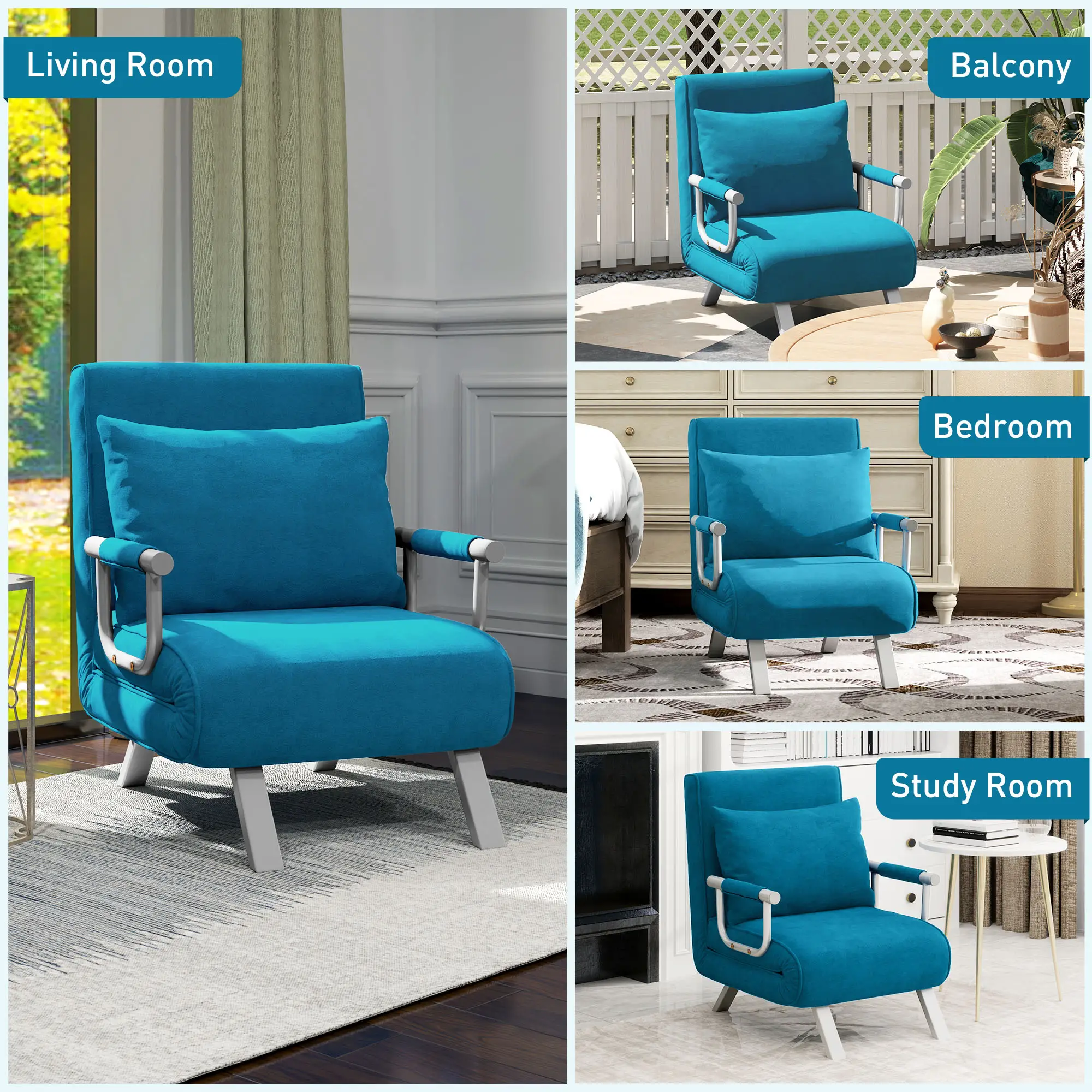 Sofa Bed 80 x 65 x 69cm - Blue - 8