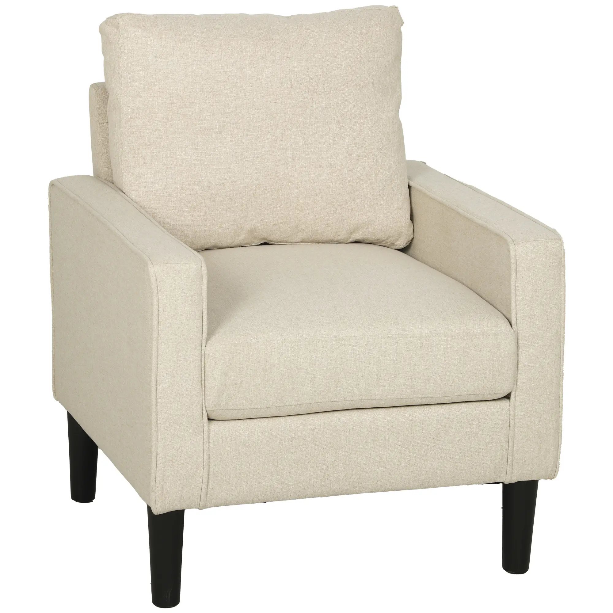Linen Armchair 68 x 75 x 84cm - Cream, Black - 15