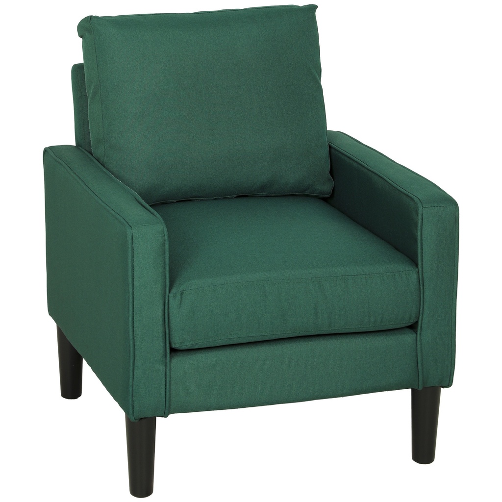 Linen Armchair 68 x 75 x 84cm - Dark Green, Black - 1