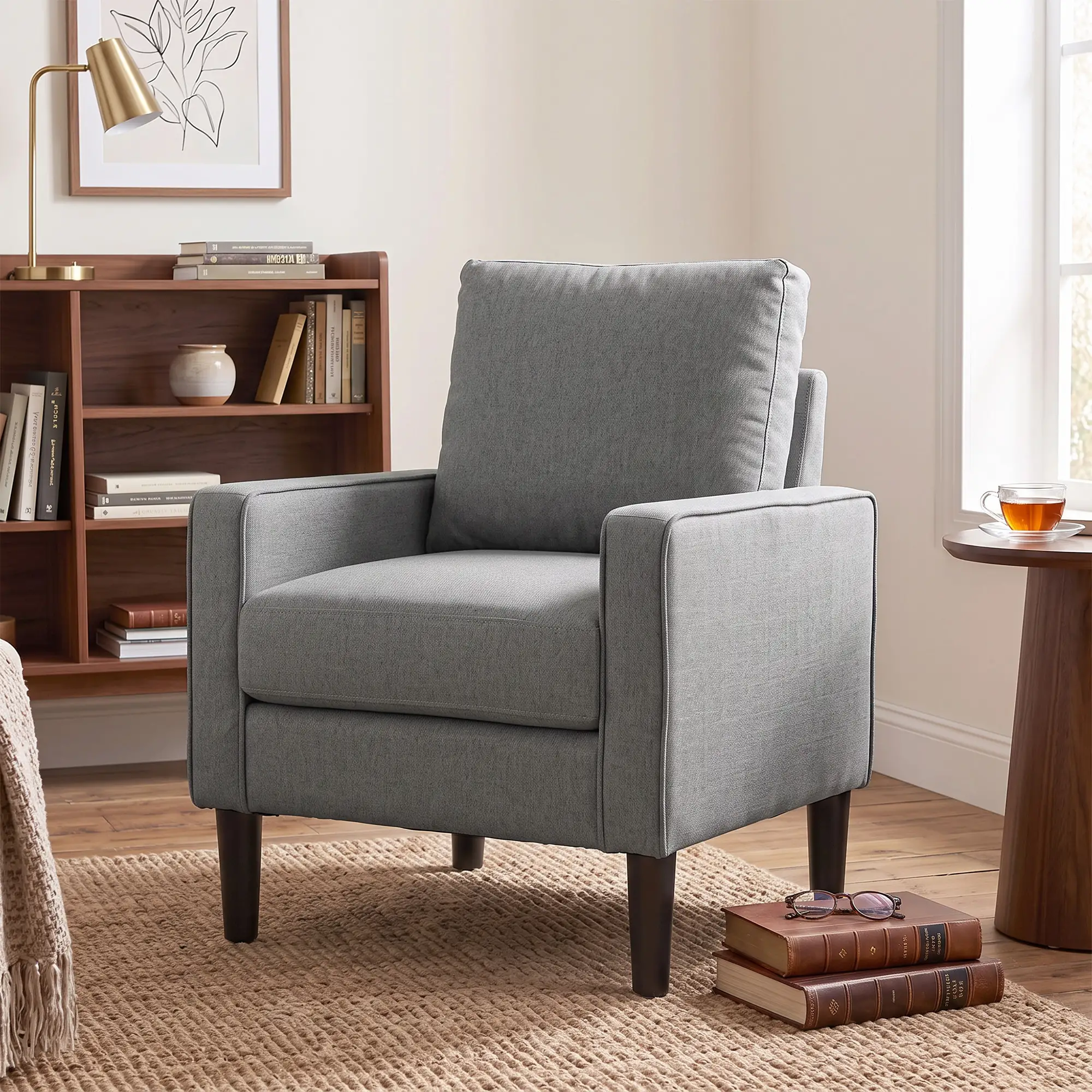 Linen Armchair 68 x 75 x 84cm - Dark Grey, Black - 14