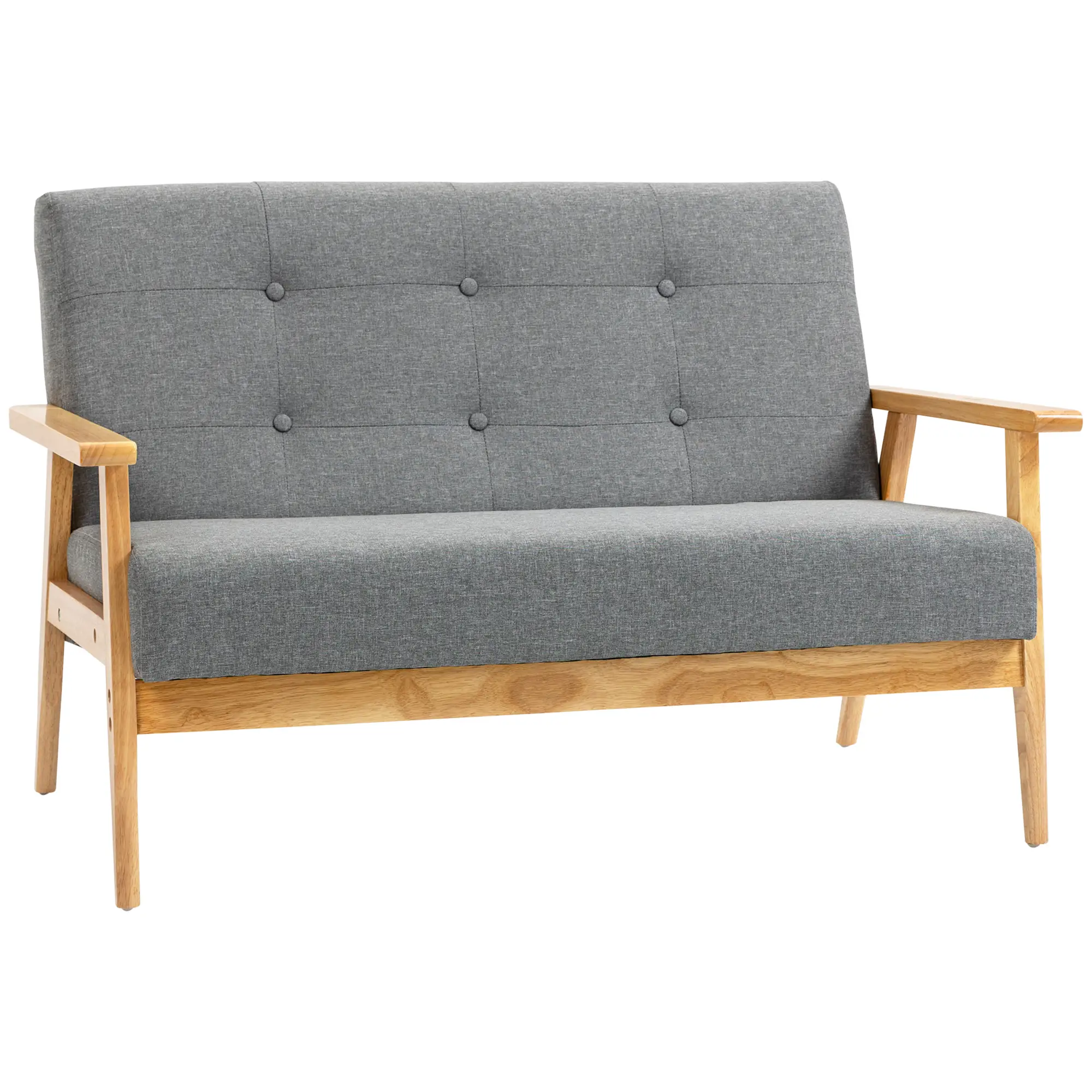 2 Seater Linen Sofa 115 x 66.5 x 73cm, Dark Grey - Dark Grey - 10