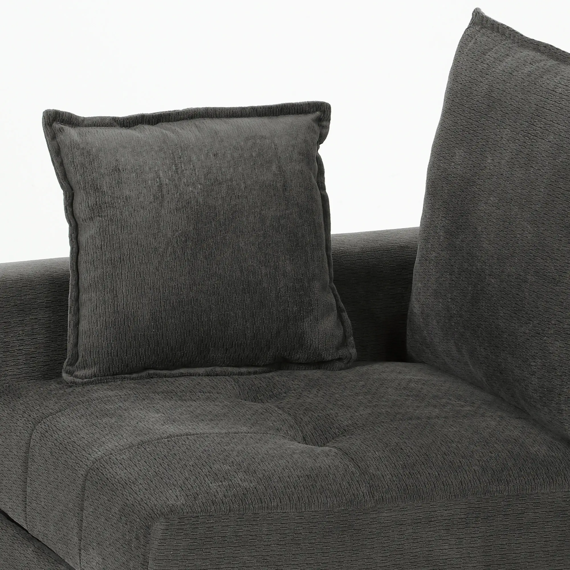 Corner 3 Seater Velvet Sofa 228 x 164 x 88cm, Dark Grey, Black - Dark Grey, Black - 11