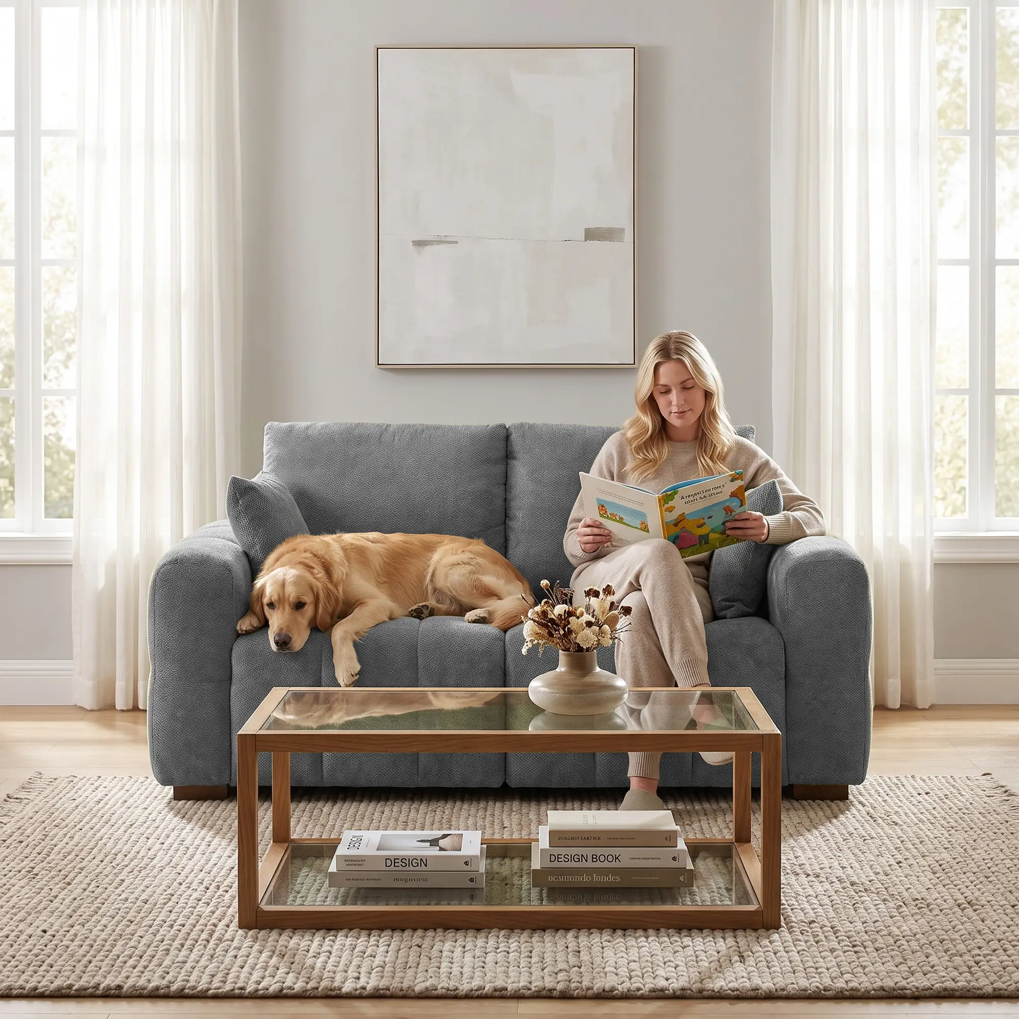 2 Seater Velvet Sofa 160 x 86 x 84cm, Grey - Grey - 9