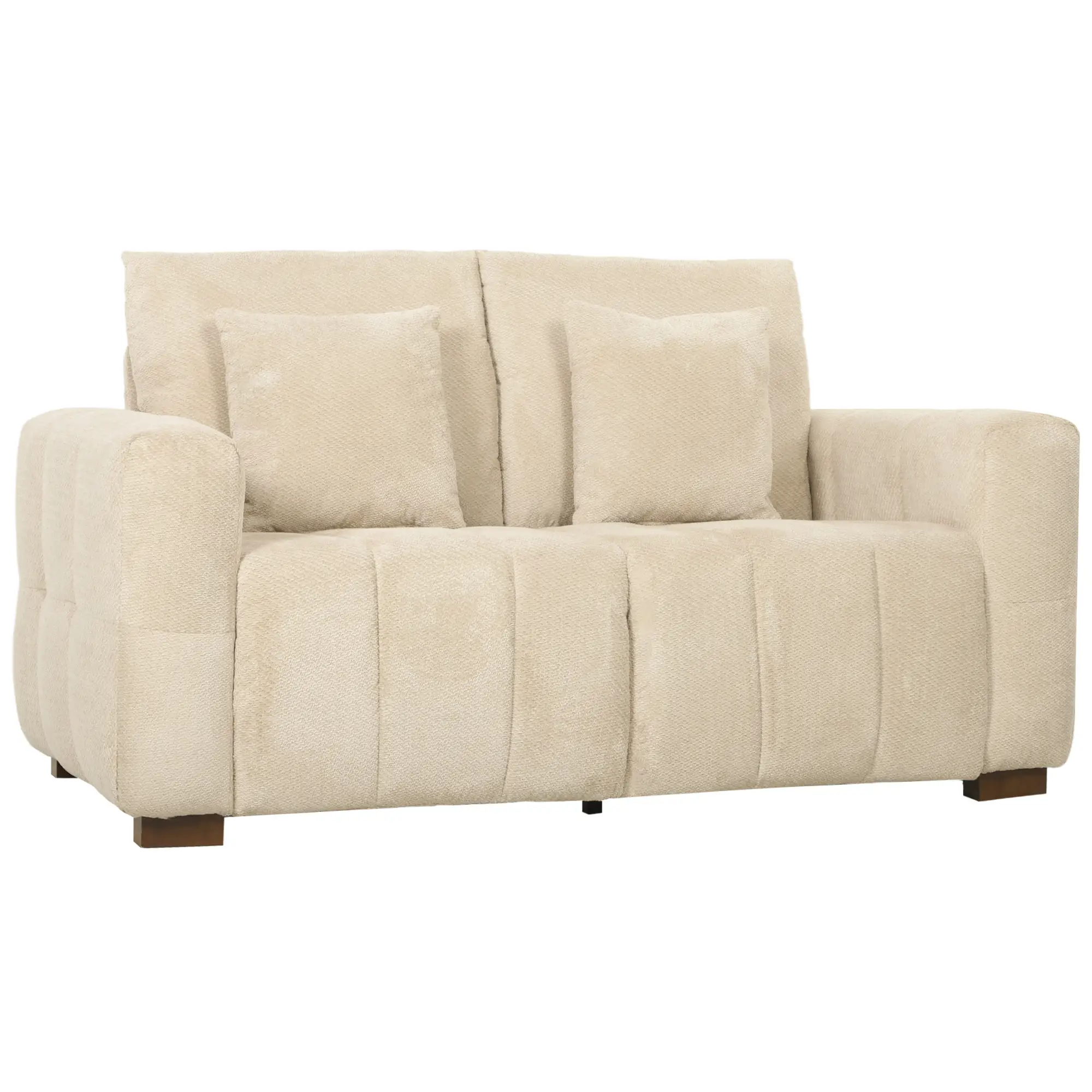 2 Seater Velvet Sofa 160 x 86 x 84cm, Cream White - Cream White - 15