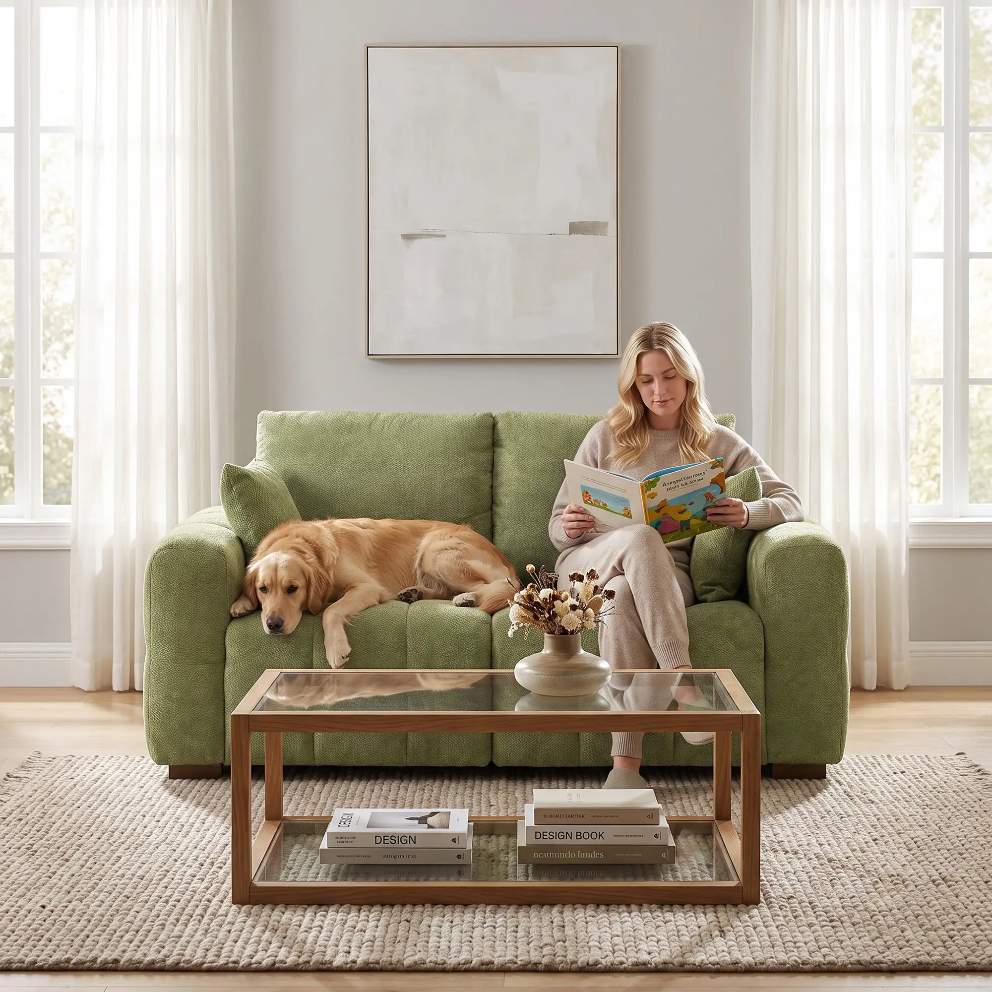 2 Seater Velvet Sofa 160 x 86 x 84cm, Green - Green - 9