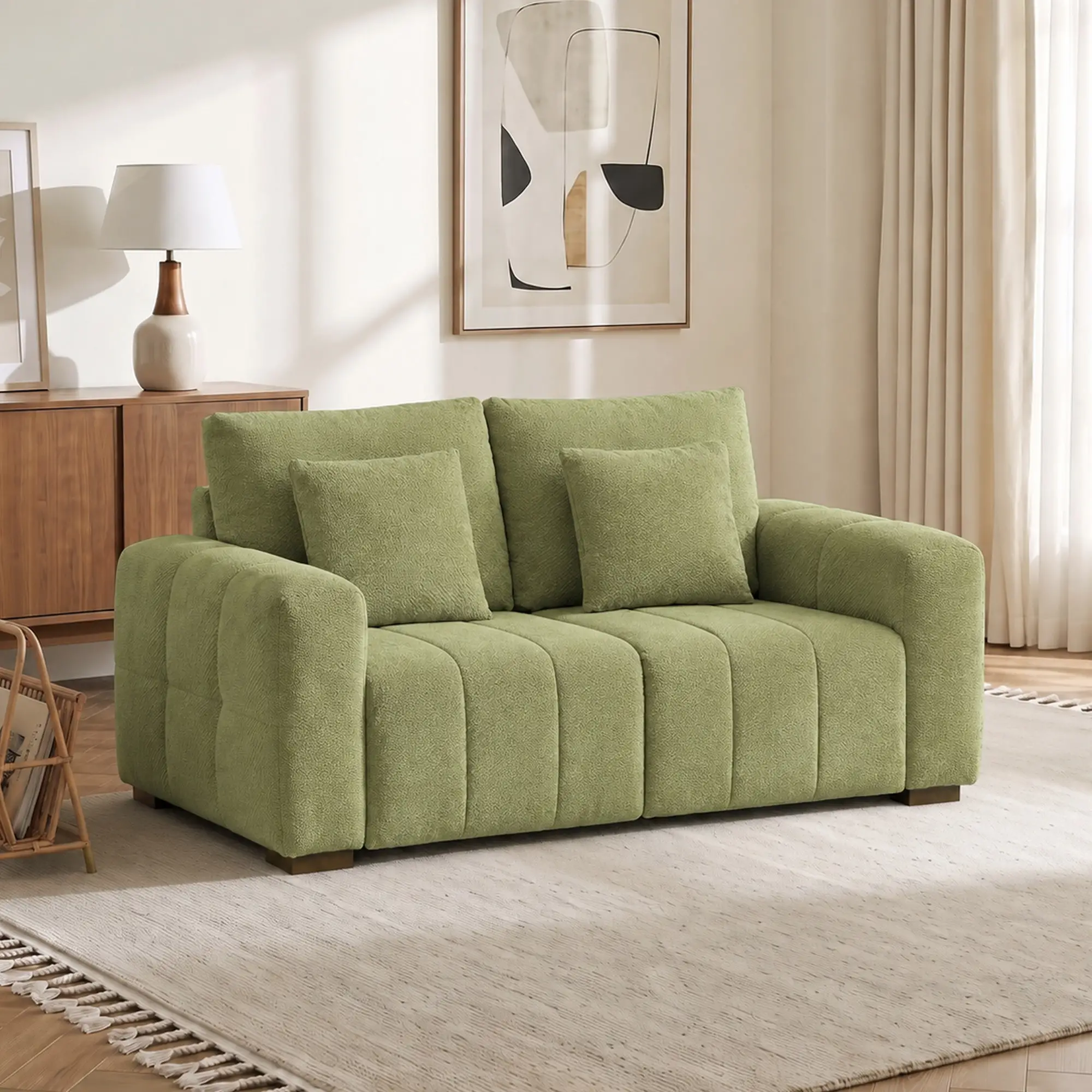 2 Seater Velvet Sofa 160 x 86 x 84cm, Green - Green - 14