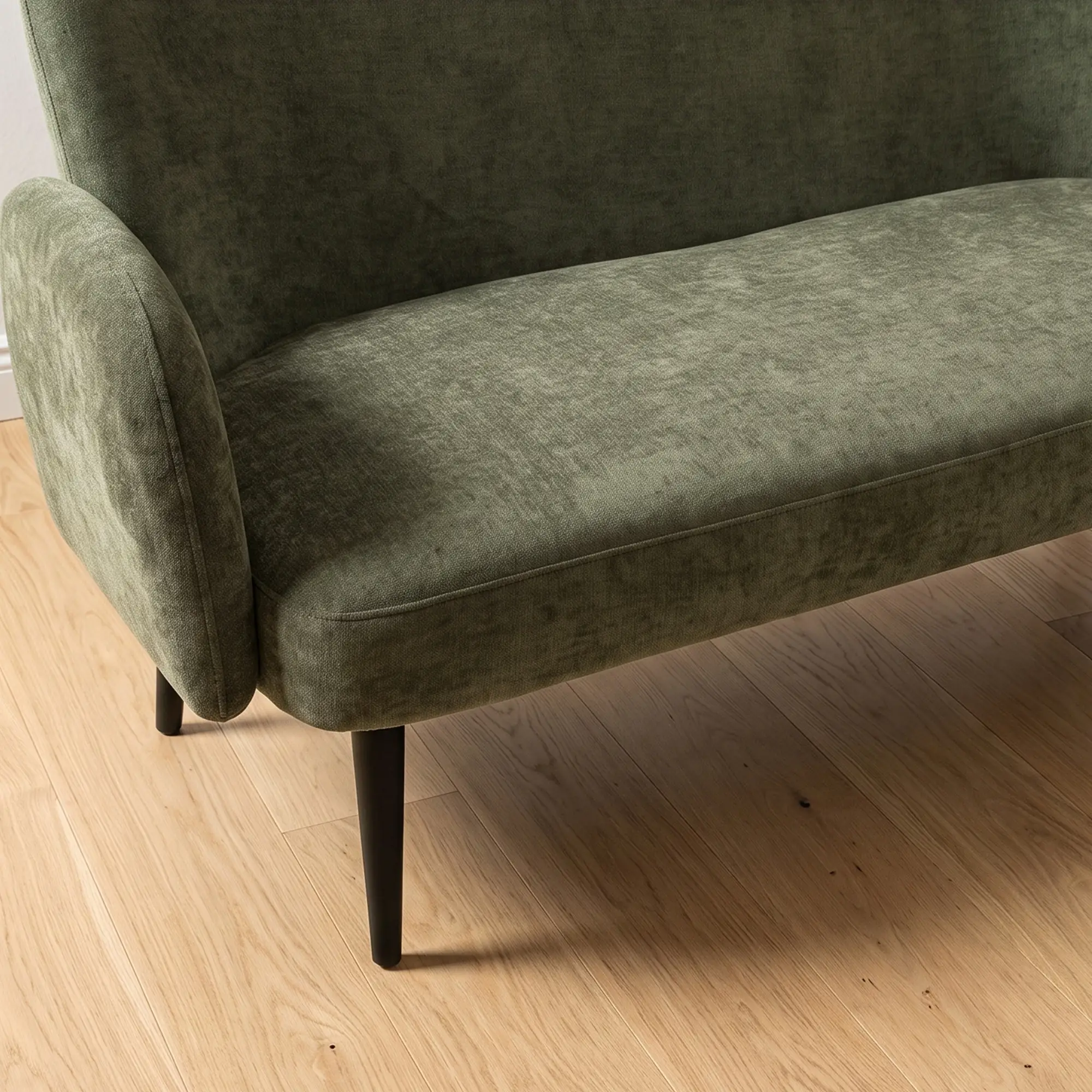 2 Seater Velvet Sofa 132 x 70 x 82cm, Green, Black - Green, Black - 13