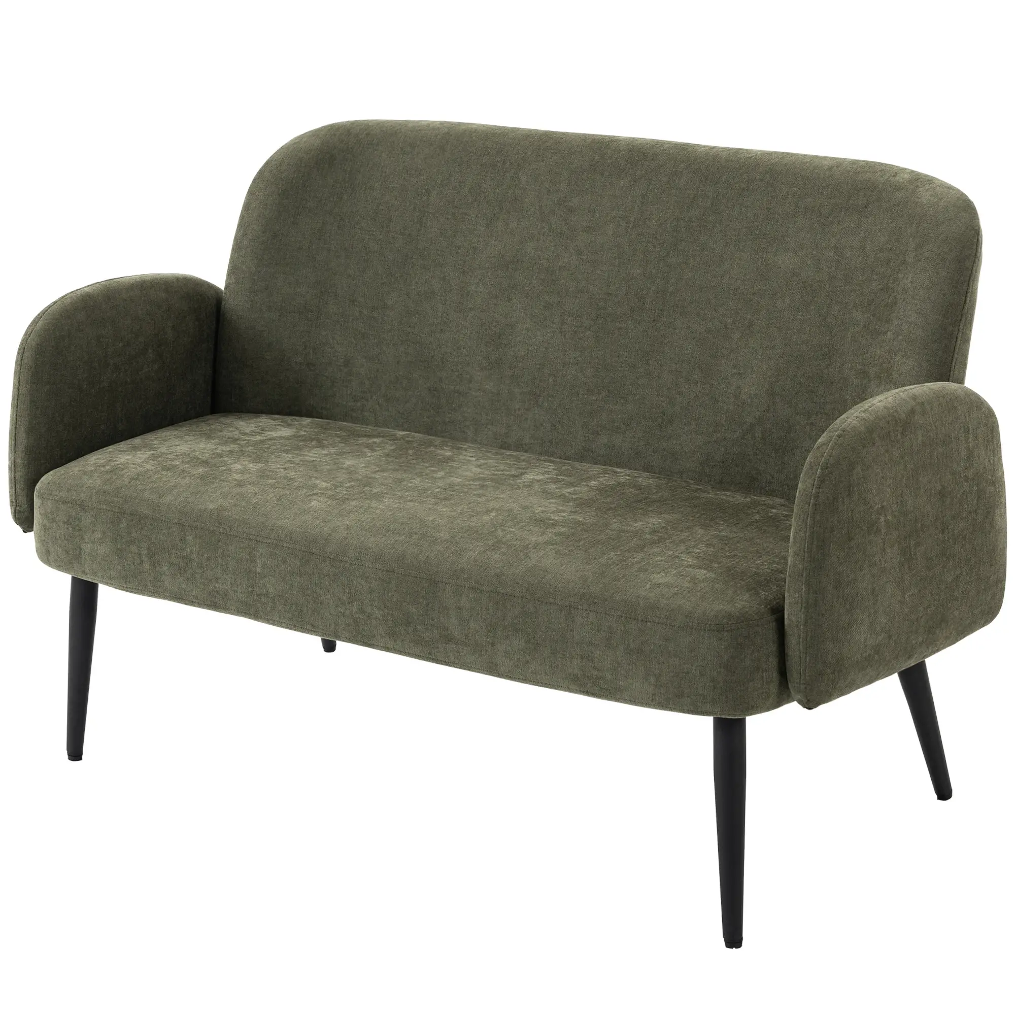 2 Seater Velvet Sofa 132 x 70 x 82cm, Green, Black - Green, Black - 15