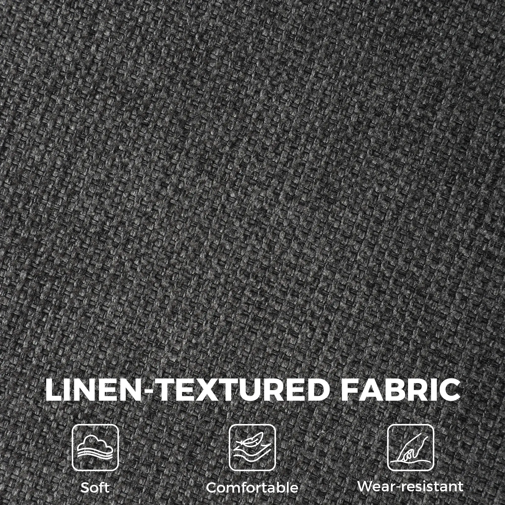 3 Seater Linen Sofa 200 x 75 x 83cm - Dark Grey - 5