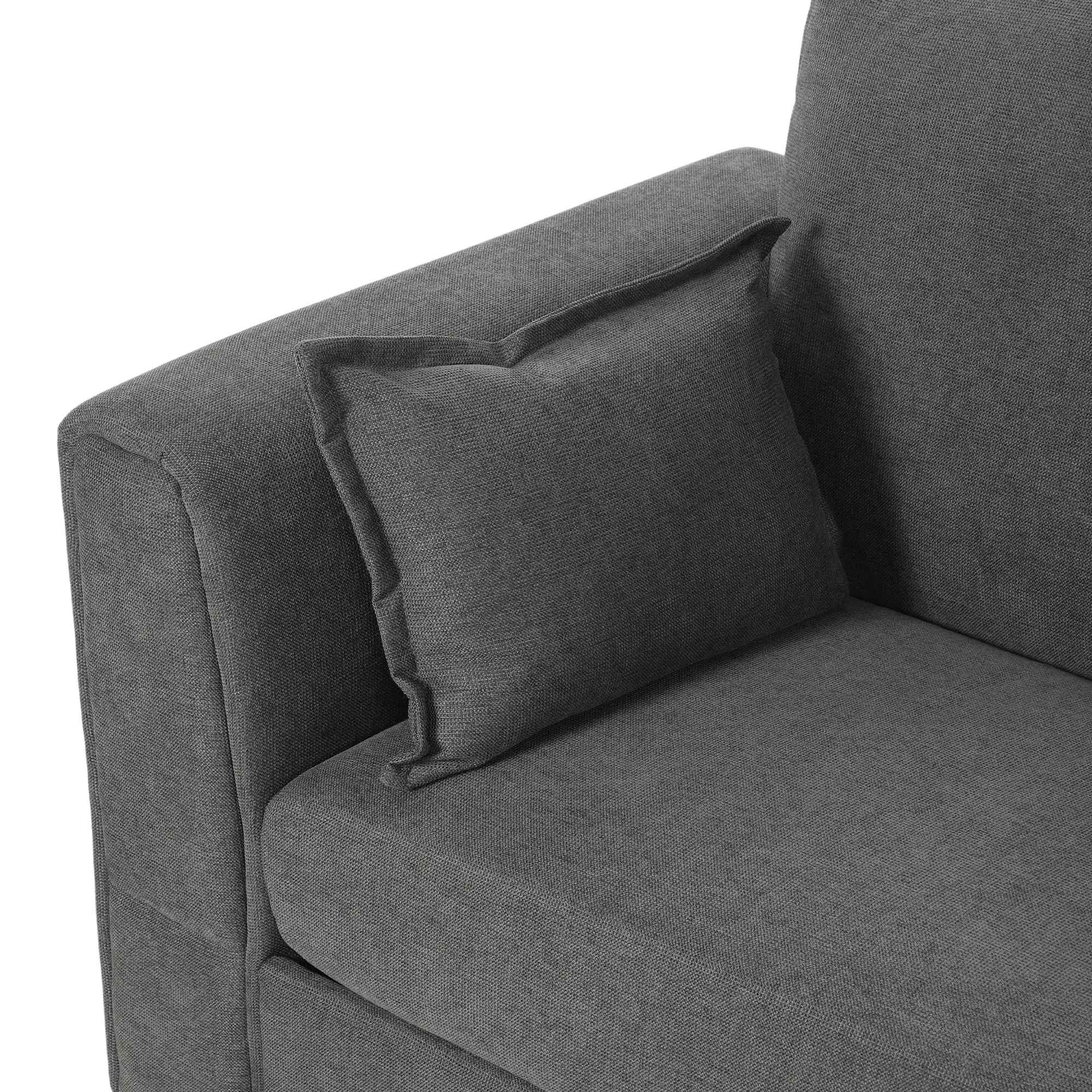 3 Seater Linen Sofa 200 x 75 x 83cm - Dark Grey - 12