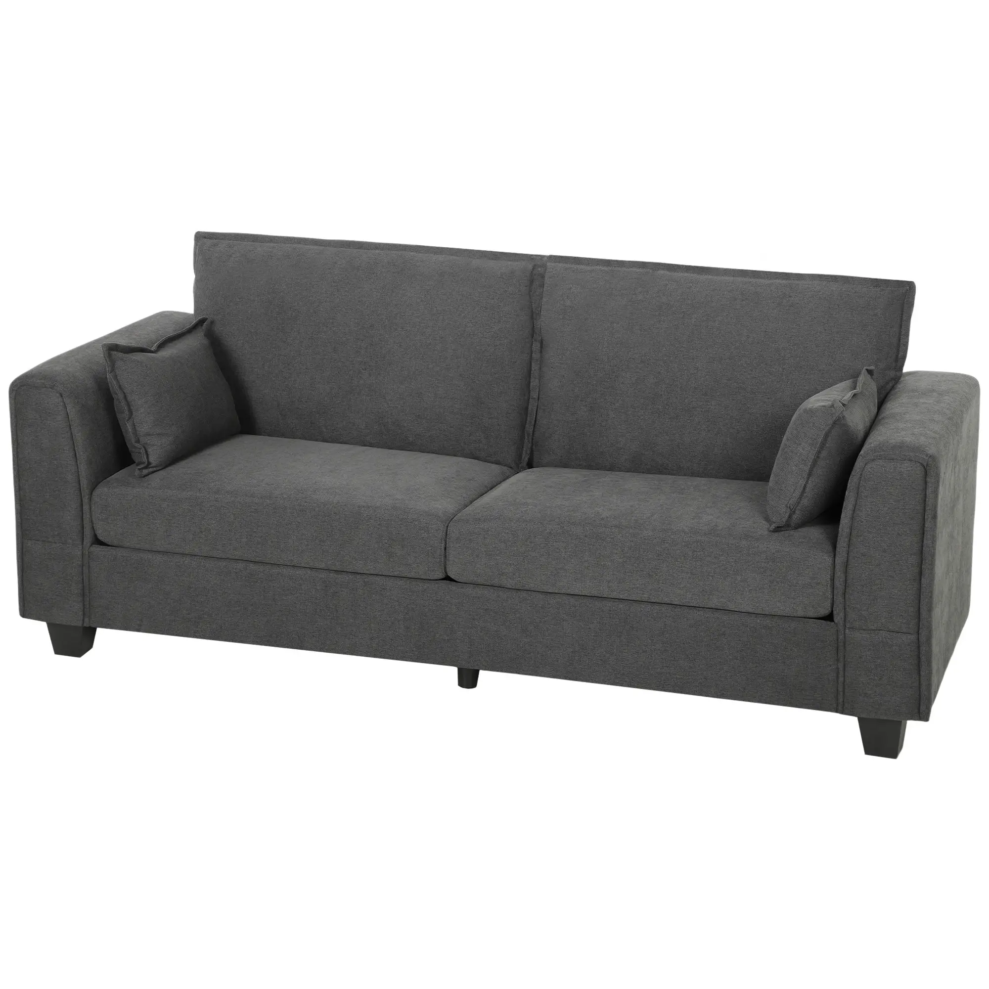 3 Seater Linen Sofa 200 x 75 x 83cm - Dark Grey - 15