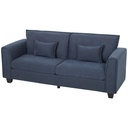 3 Seater Linen Sofa 200 x 75 x 83cm - Dark Blue - 1