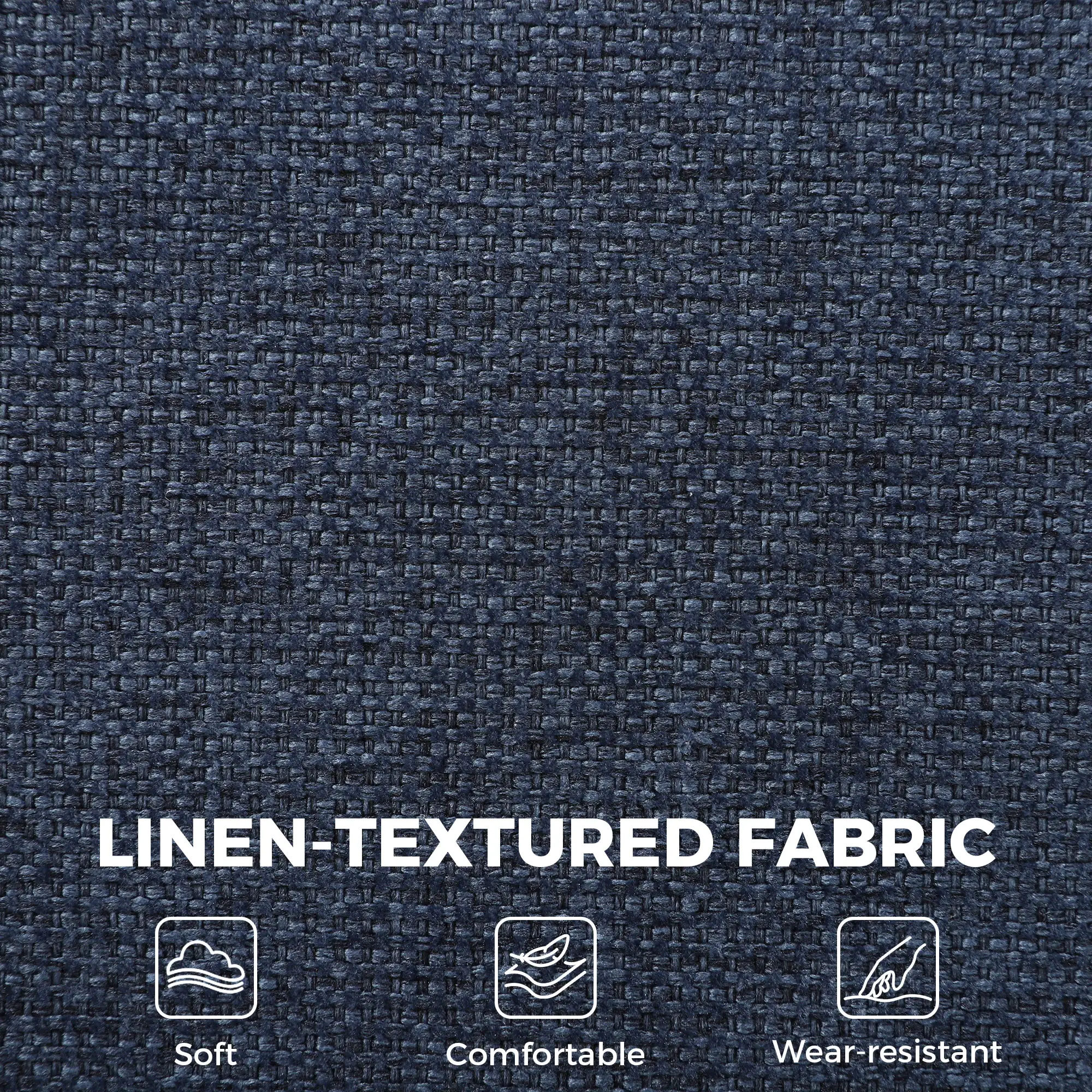 3 Seater Linen Sofa 200 x 75 x 83cm - Dark Blue - 5