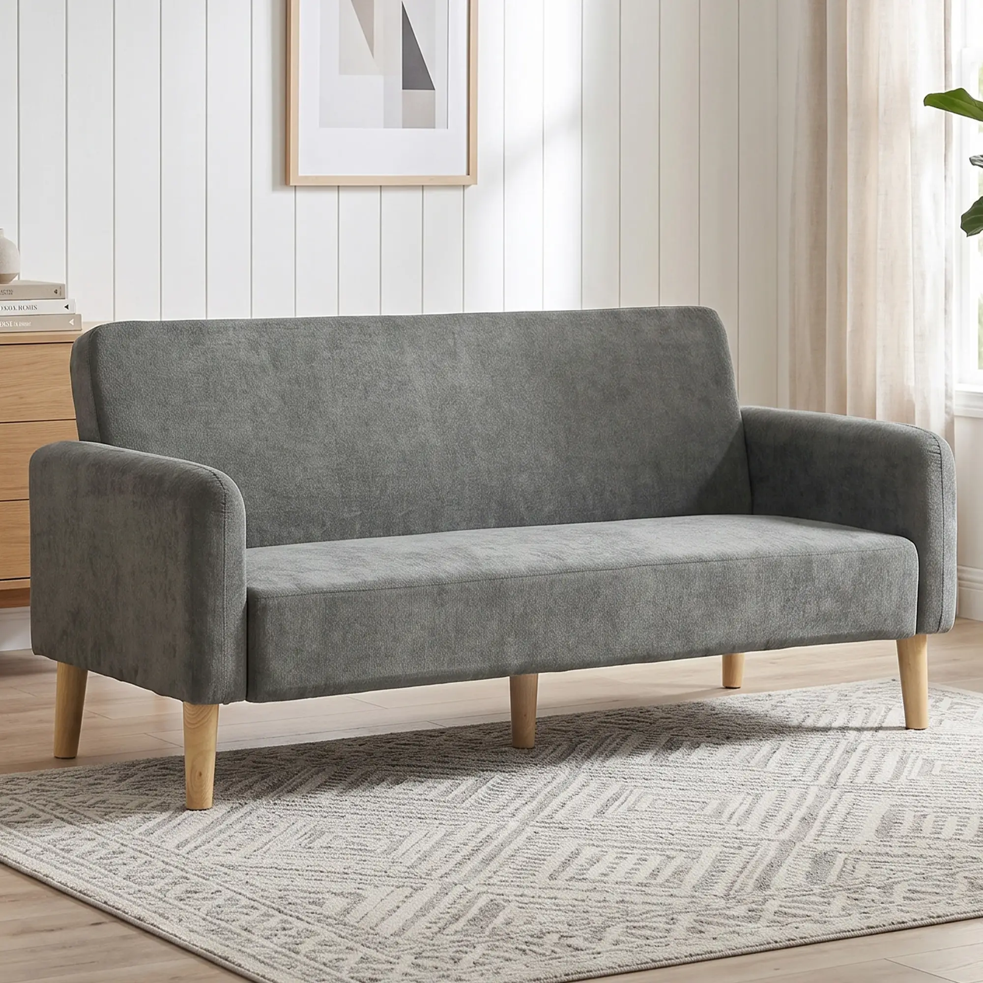 2 Seater Velvet Sofa 160 x 73 x 83cm - Grey, Black - 14