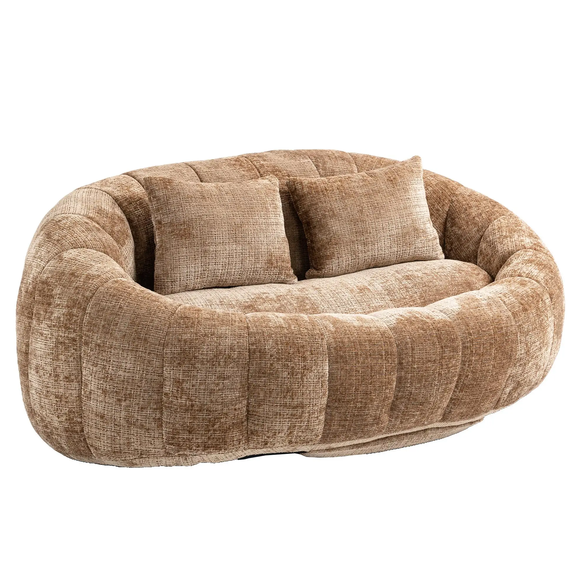 Corner 2 Seater Chenille Sofa 145 x 95 x 63cm - Coffee - 2