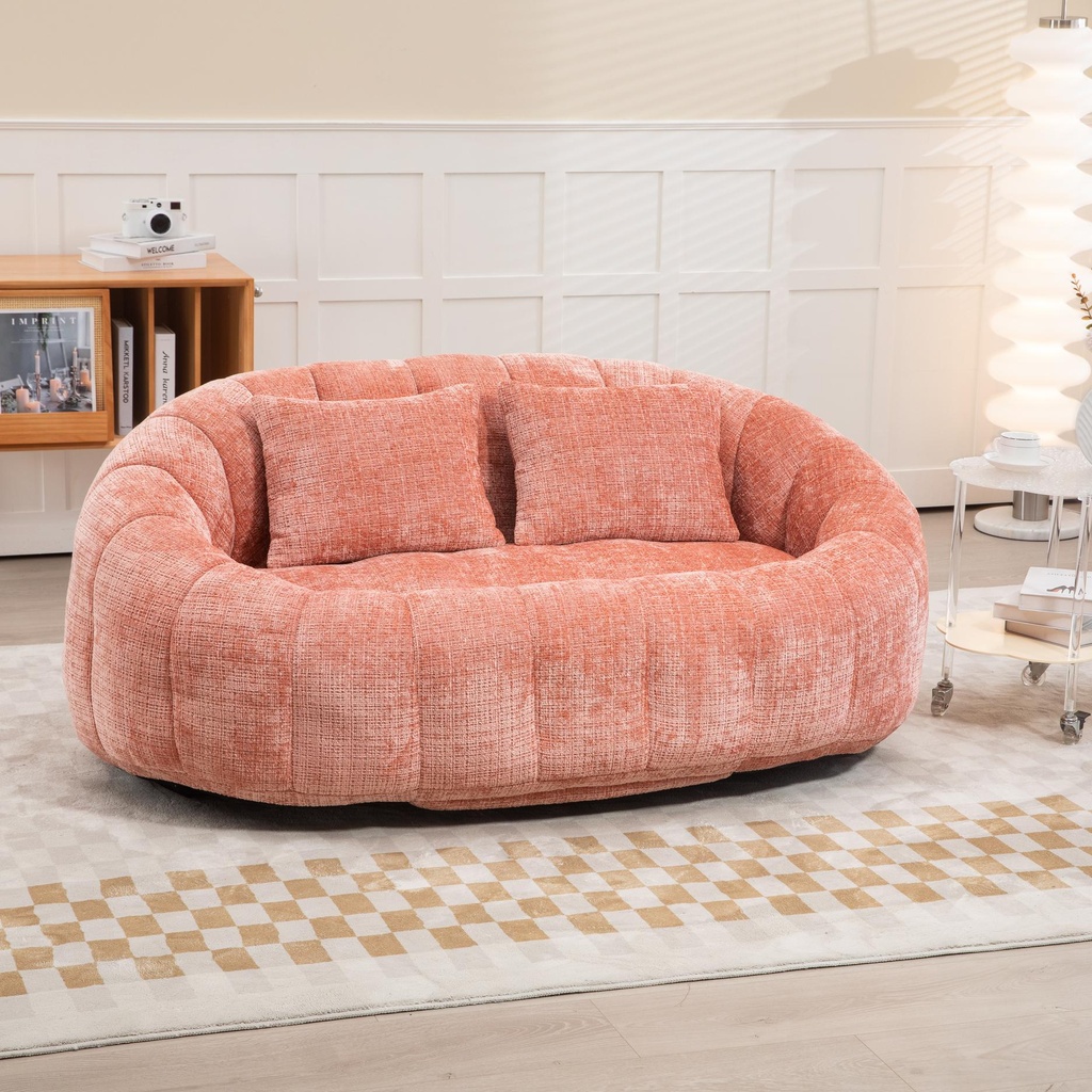 Corner 2 Seater Chenille Sofa 145 x 95 x 63cm - Pink - 1