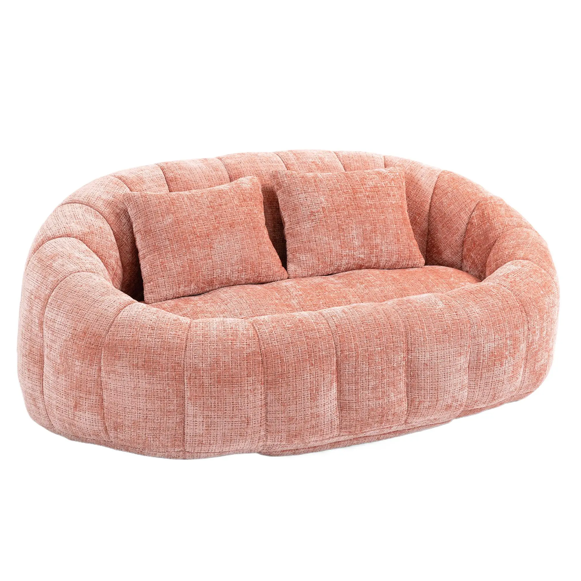 Corner 2 Seater Chenille Sofa 145 x 95 x 63cm - Pink - 2