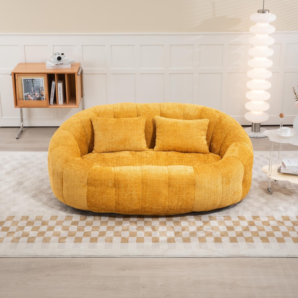 Corner 2 Seater Chenille Sofa 145 x 95 x 63cm - Yellow - 1