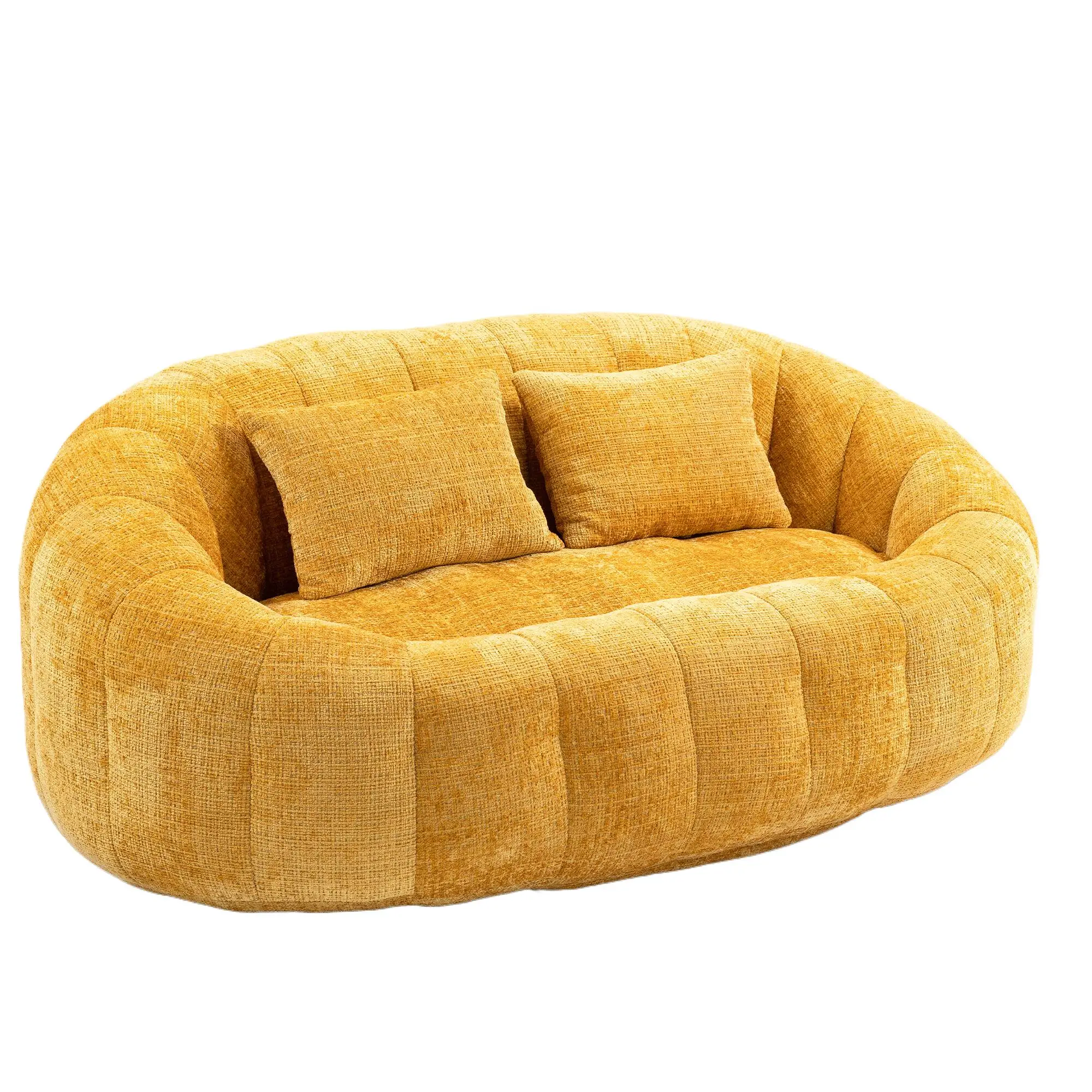 Corner 2 Seater Chenille Sofa 145 x 95 x 63cm - Yellow - 2