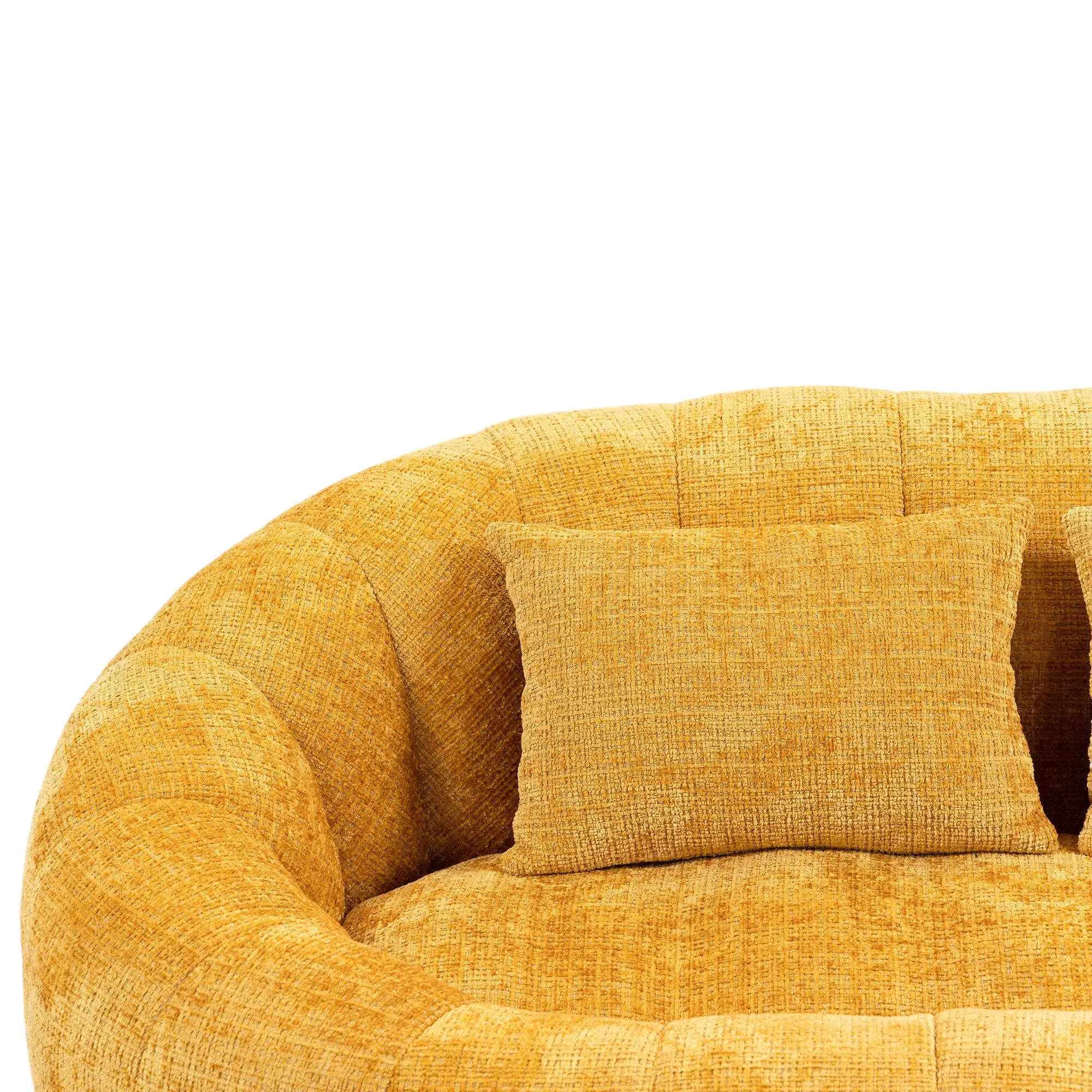 Corner 2 Seater Chenille Sofa 145 x 95 x 63cm - Yellow - 10