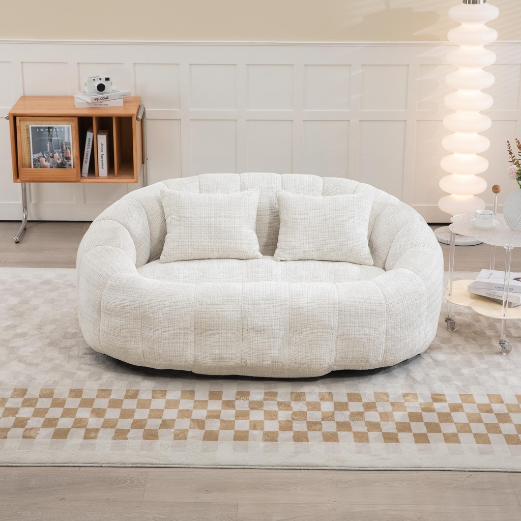 Corner 2 Seater Chenille Sofa 145 x 95 x 63cm - Beige - 1