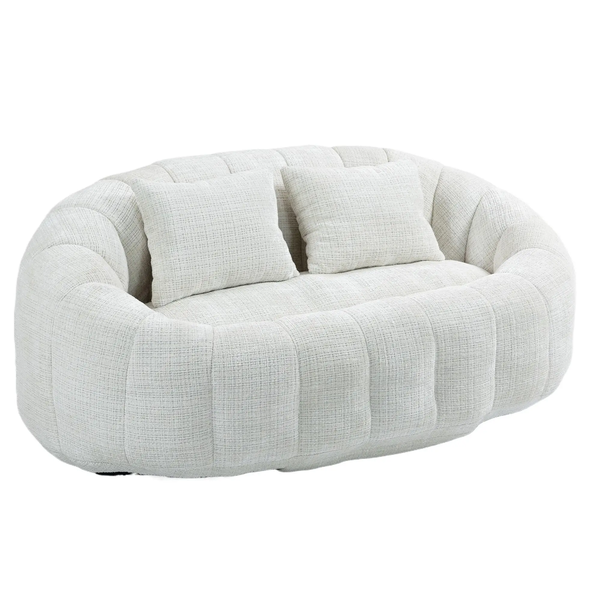 Corner 2 Seater Chenille Sofa 145 x 95 x 63cm - Beige - 2