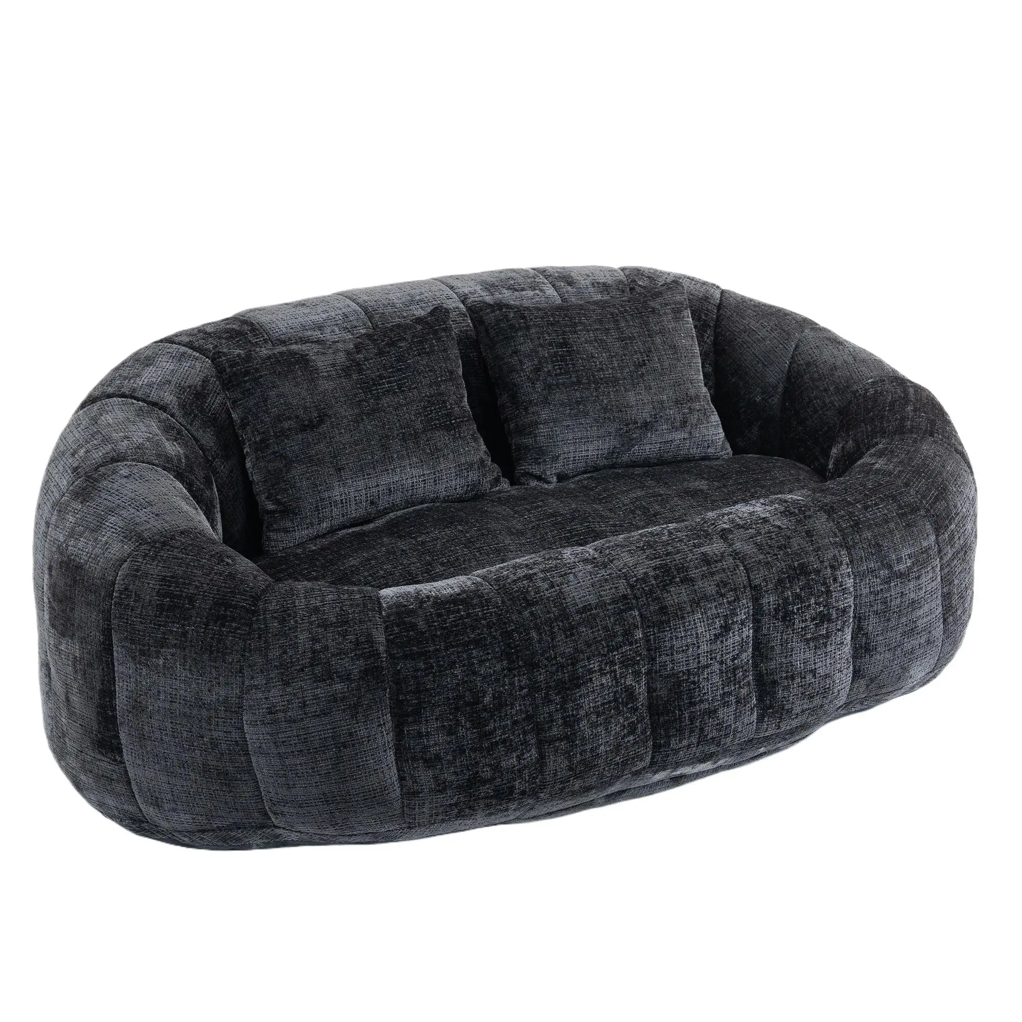 Corner 2 Seater Chenille Sofa 145 x 95 x 63cm - Black - 2