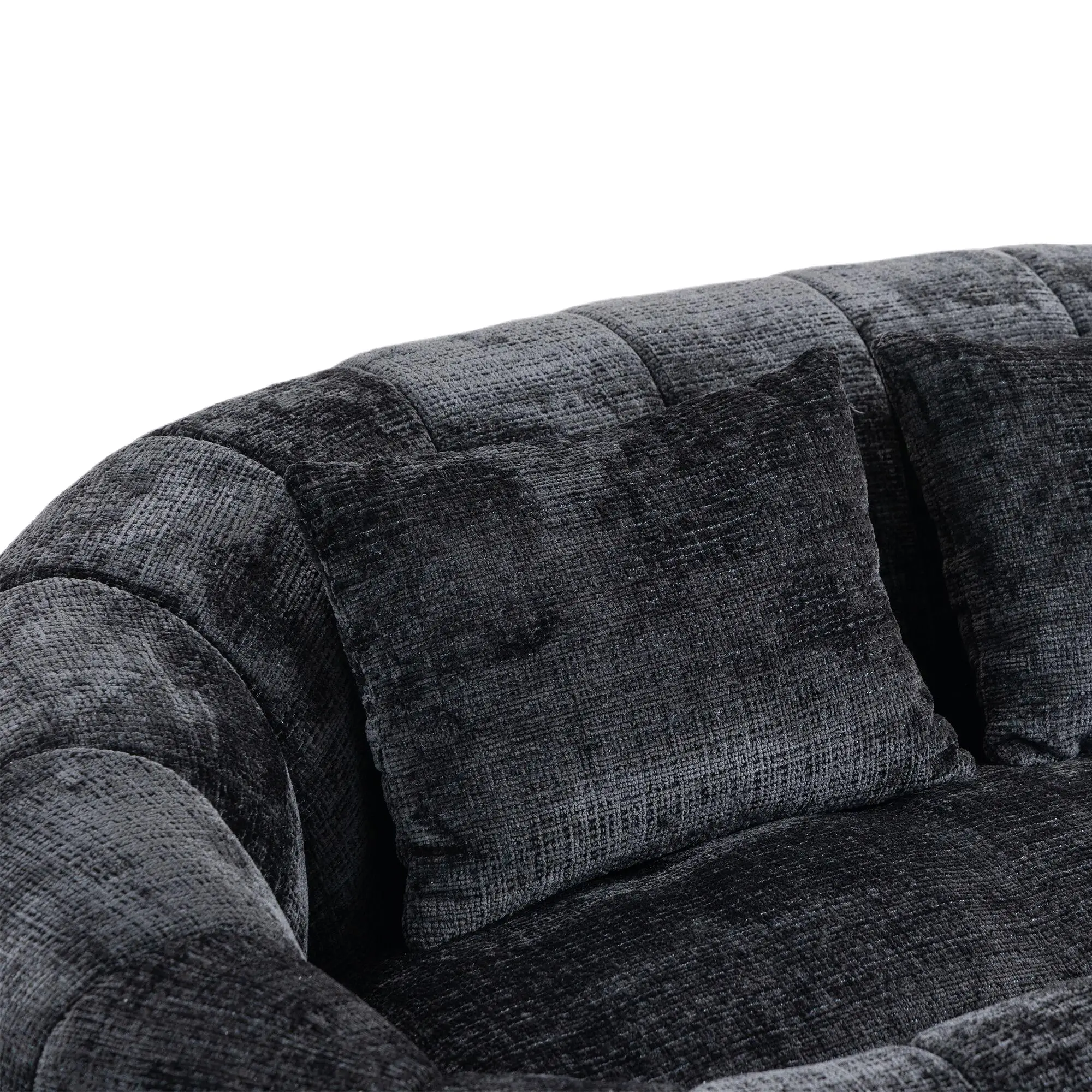 Corner 2 Seater Chenille Sofa 145 x 95 x 63cm - Black - 10